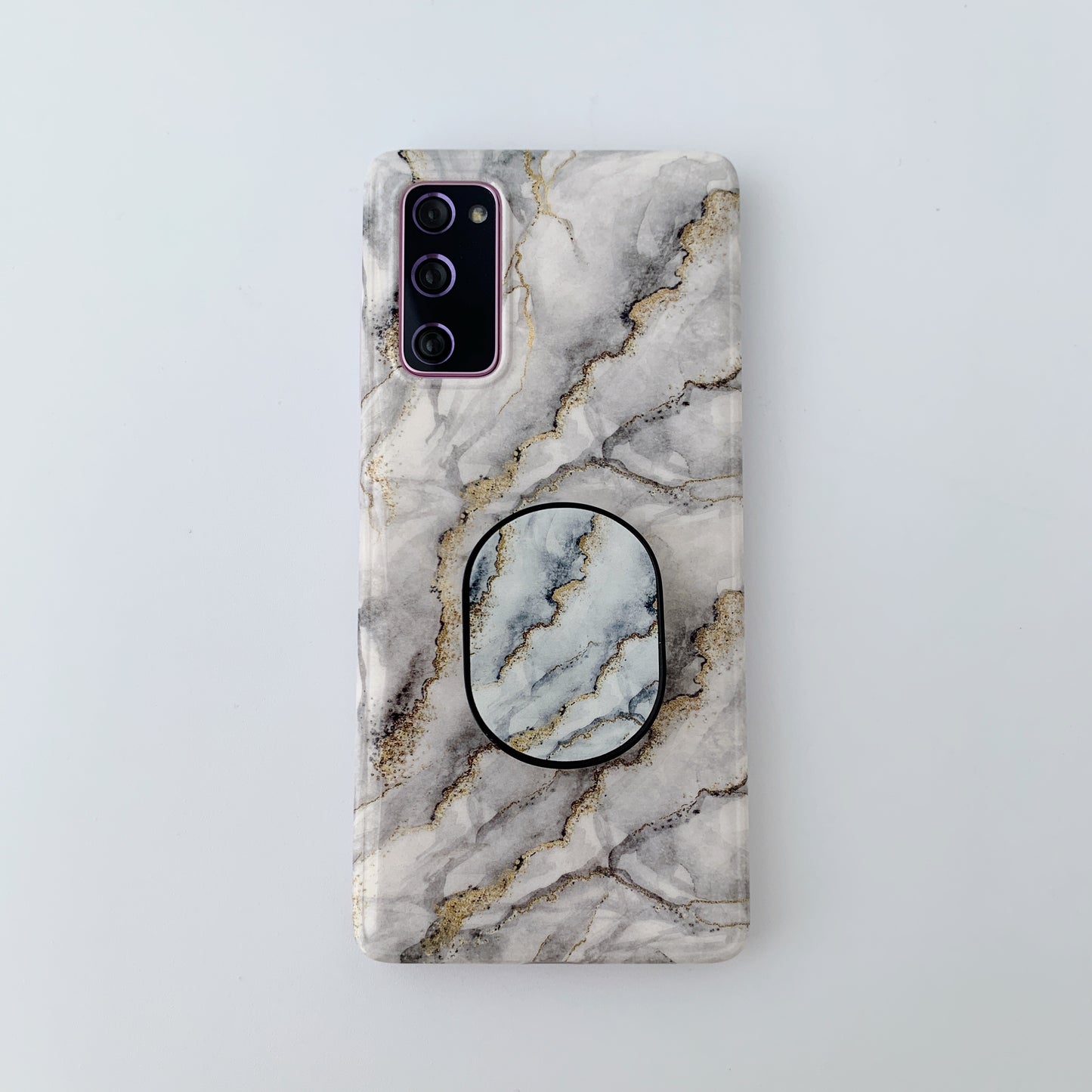 Kickstand Flow Gold Marble Patterned TPU Cover for Samsung Galaxy S20 FE/S20 Fan Edition/S20 FE 5G/S20 Fan Edition 5G - Style E