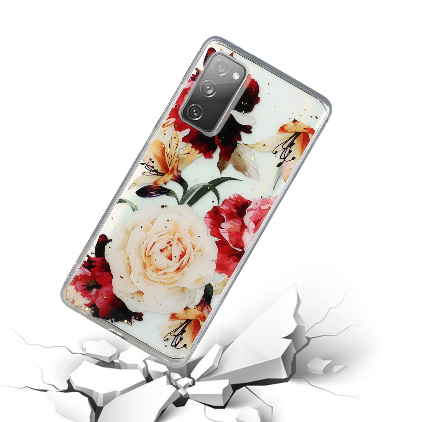 Glitter Sequins Inlaid Style TPU Phone Shell for Samsung Galaxy S20 FE/S20 Fan Edition/S20 FE 5G/S20 Fan Edition 5G - Beautiful Flower