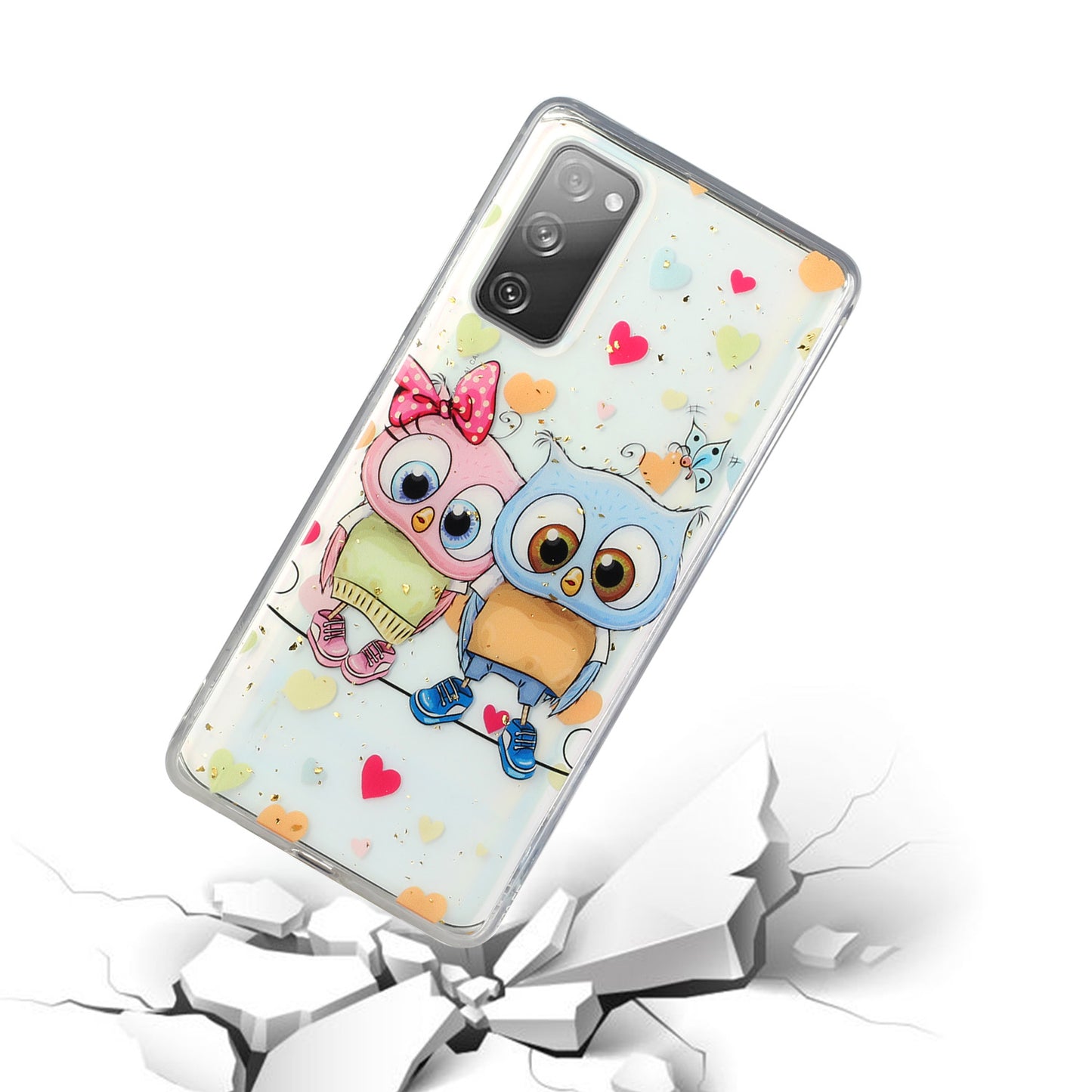 Glitter Sequins Inlaid Style TPU Phone Shell for Samsung Galaxy S20 FE/S20 Fan Edition/S20 FE 5G/S20 Fan Edition 5G - Owls