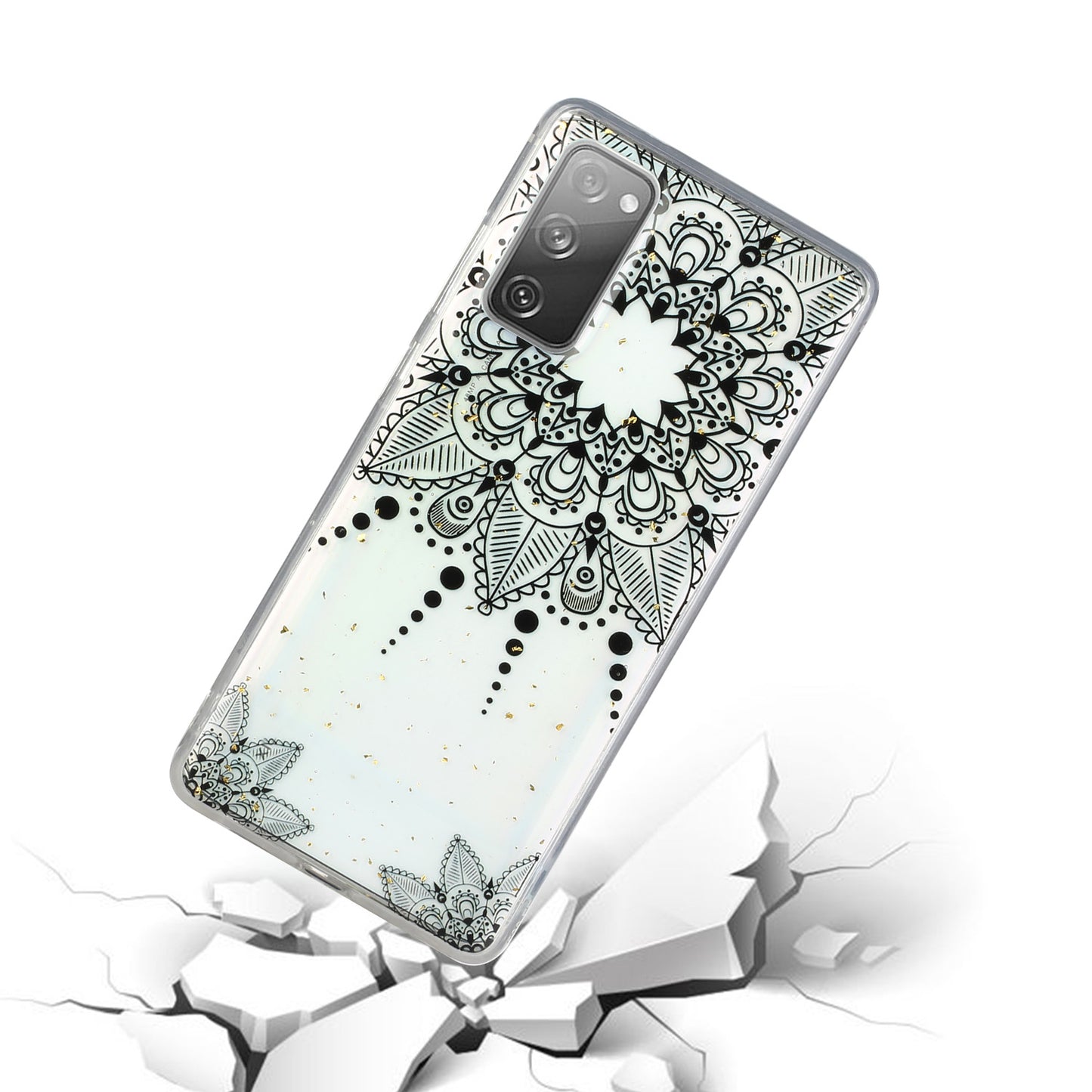 Glitter Sequins Inlaid Style TPU Phone Shell for Samsung Galaxy S20 FE/S20 Fan Edition/S20 FE 5G/S20 Fan Edition 5G - Black Flower