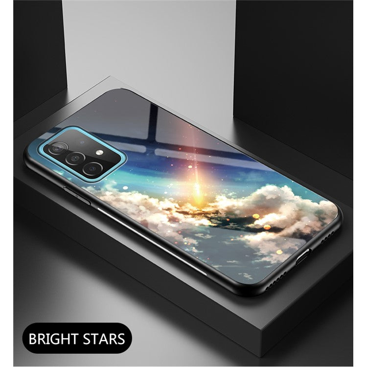 Starry Sky Pattern Printing Shell Glass + PC + TPU Hybrid Case for Samsung Galaxy A52 4G/5G / A52s 5G - Meteor