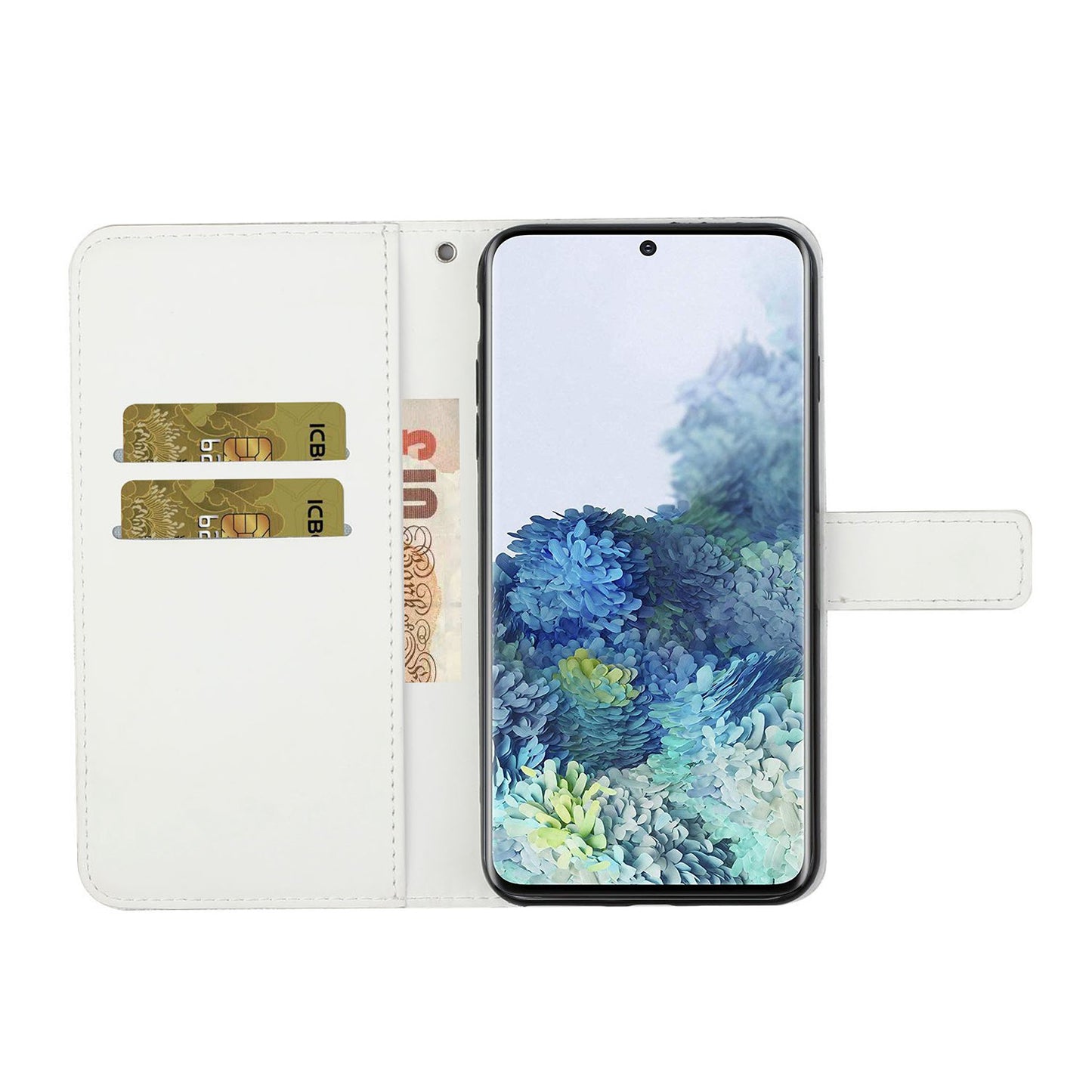 Imprint Ethnic Style Flower Wallet Leather Case for Samsung Galaxy S20 FE 4G/FE 5G/S20 Lite/S20 FE 2022 - White