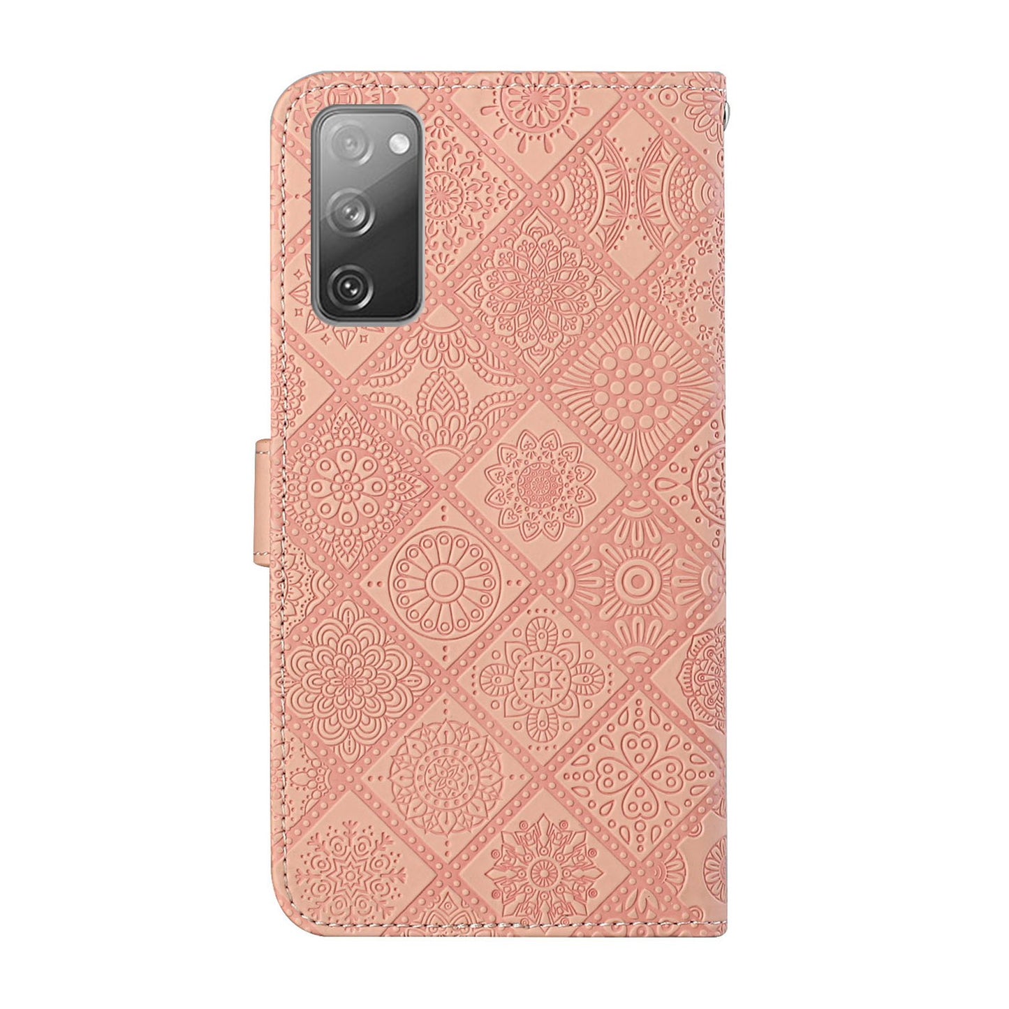 Imprint Ethnic Style Flower Wallet Leather Case for Samsung Galaxy S20 FE 4G/FE 5G/S20 Lite/S20 FE 2022 - Pink