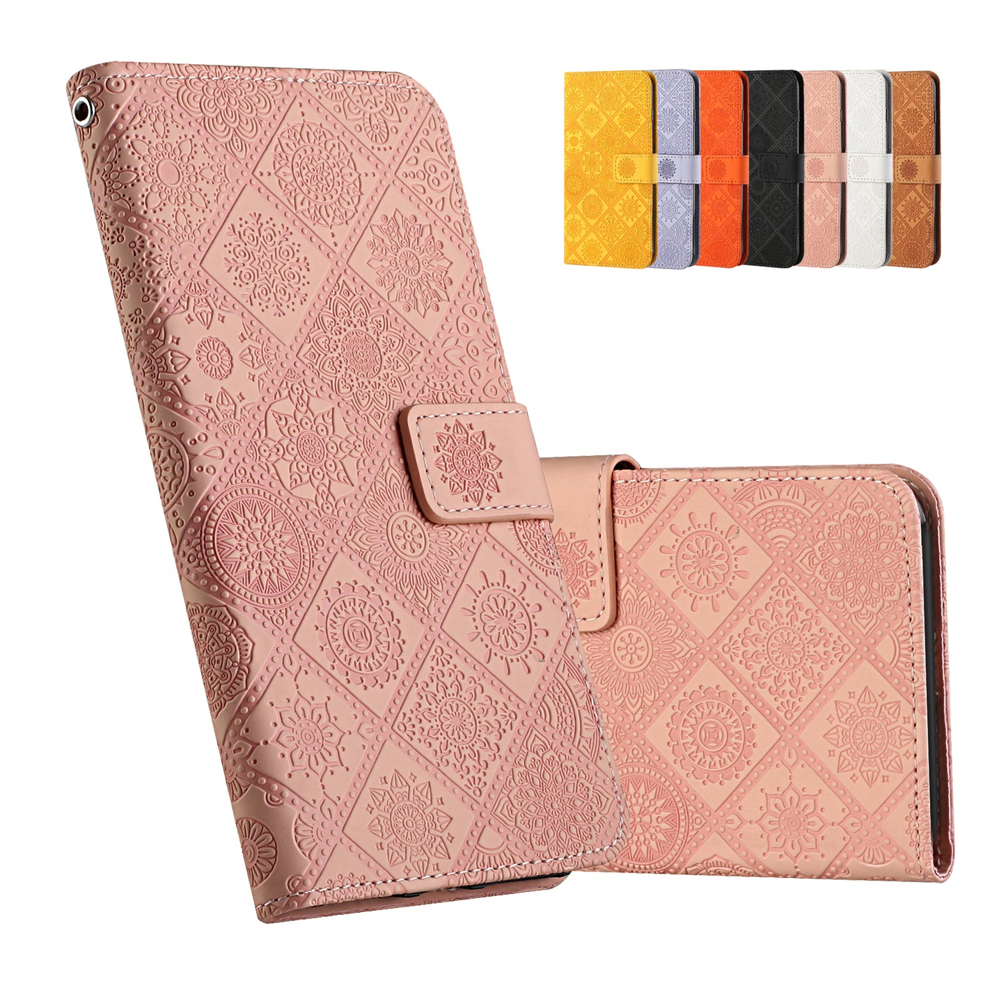 Imprint Ethnic Style Flower Wallet Leather Case for Samsung Galaxy S20 FE 4G/FE 5G/S20 Lite/S20 FE 2022 - Pink