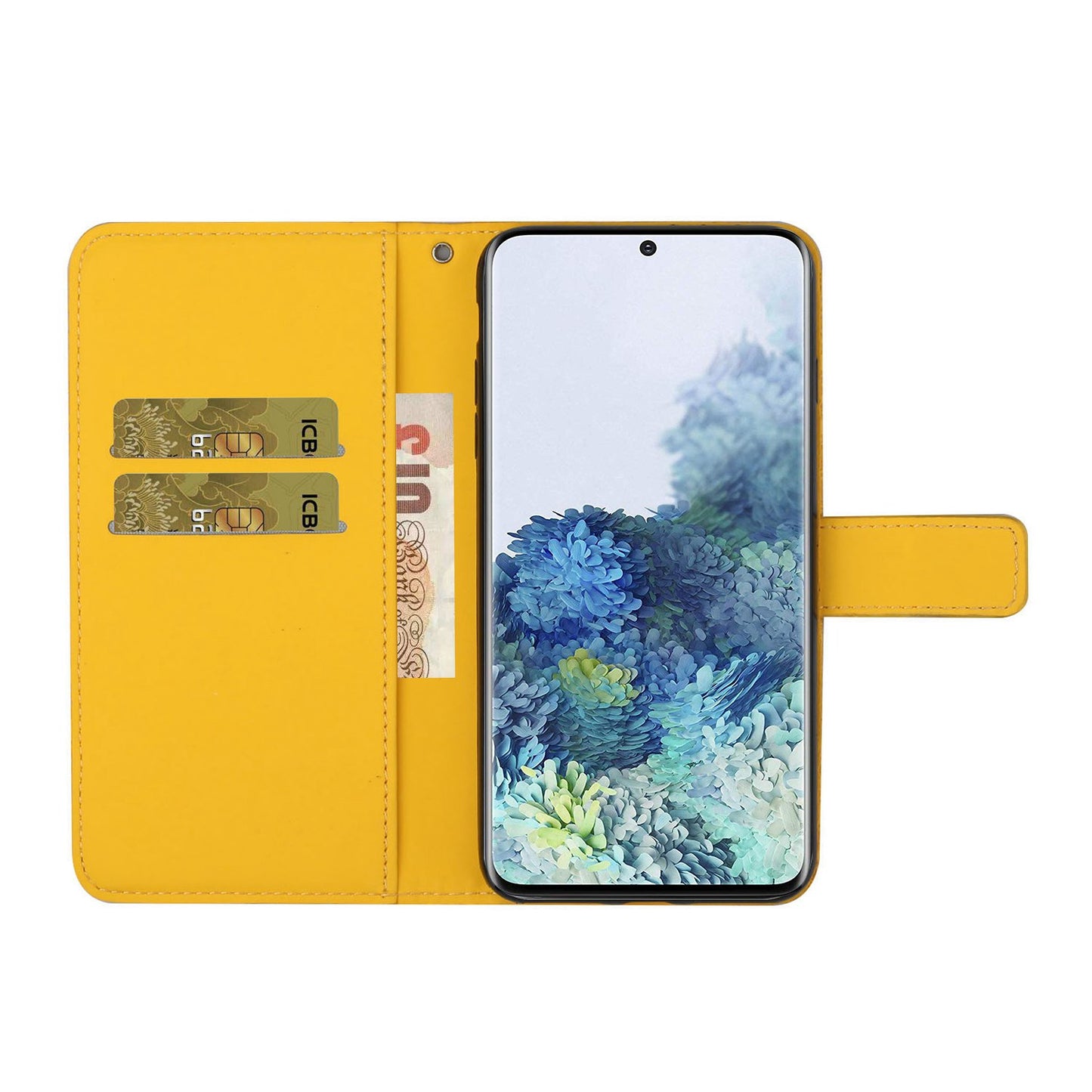 Imprint Ethnic Style Flower Wallet Leather Case for Samsung Galaxy S20 FE 4G/FE 5G/S20 Lite/S20 FE 2022 - Yellow
