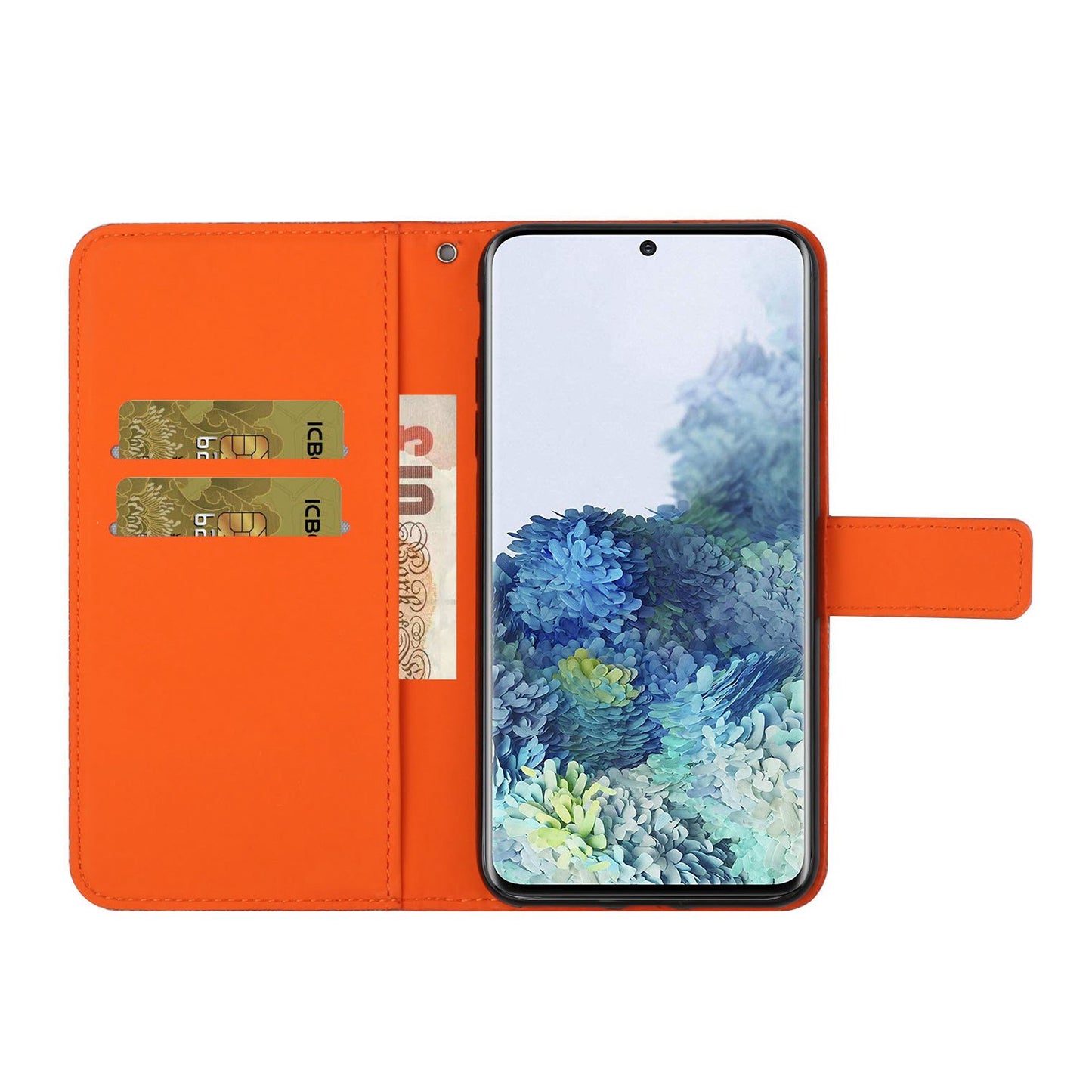 Imprint Ethnic Style Flower Wallet Leather Case for Samsung Galaxy S20 FE 4G/FE 5G/S20 Lite/S20 FE 2022 - Orange