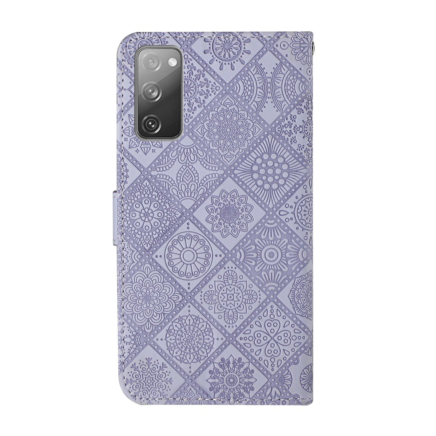 Imprint Ethnic Style Flower Wallet Leather Case for Samsung Galaxy S20 FE 4G/FE 5G/S20 Lite/S20 FE 2022 - Purple