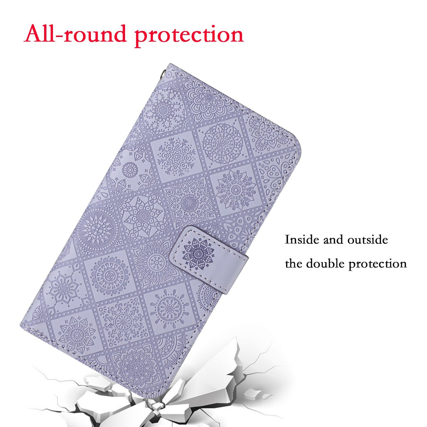 Imprint Ethnic Style Flower Wallet Leather Case for Samsung Galaxy S20 FE 4G/FE 5G/S20 Lite/S20 FE 2022 - Purple