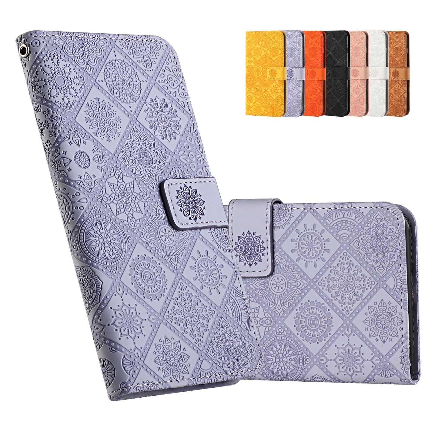 Imprint Ethnic Style Flower Wallet Leather Case for Samsung Galaxy S20 FE 4G/FE 5G/S20 Lite/S20 FE 2022 - Purple