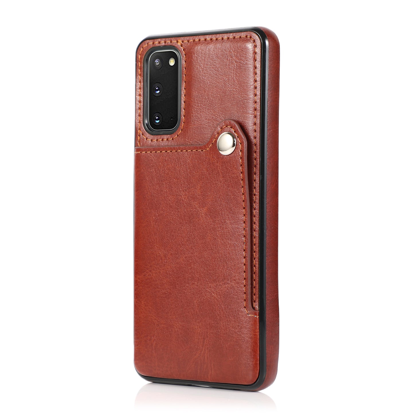 Kickstand Card Slots TPU + PU Leather Phone Protective Case for Samsung Galaxy S20 FE 4G/FE 5G/S20 Lite/S20 FE 2022 - Brown
