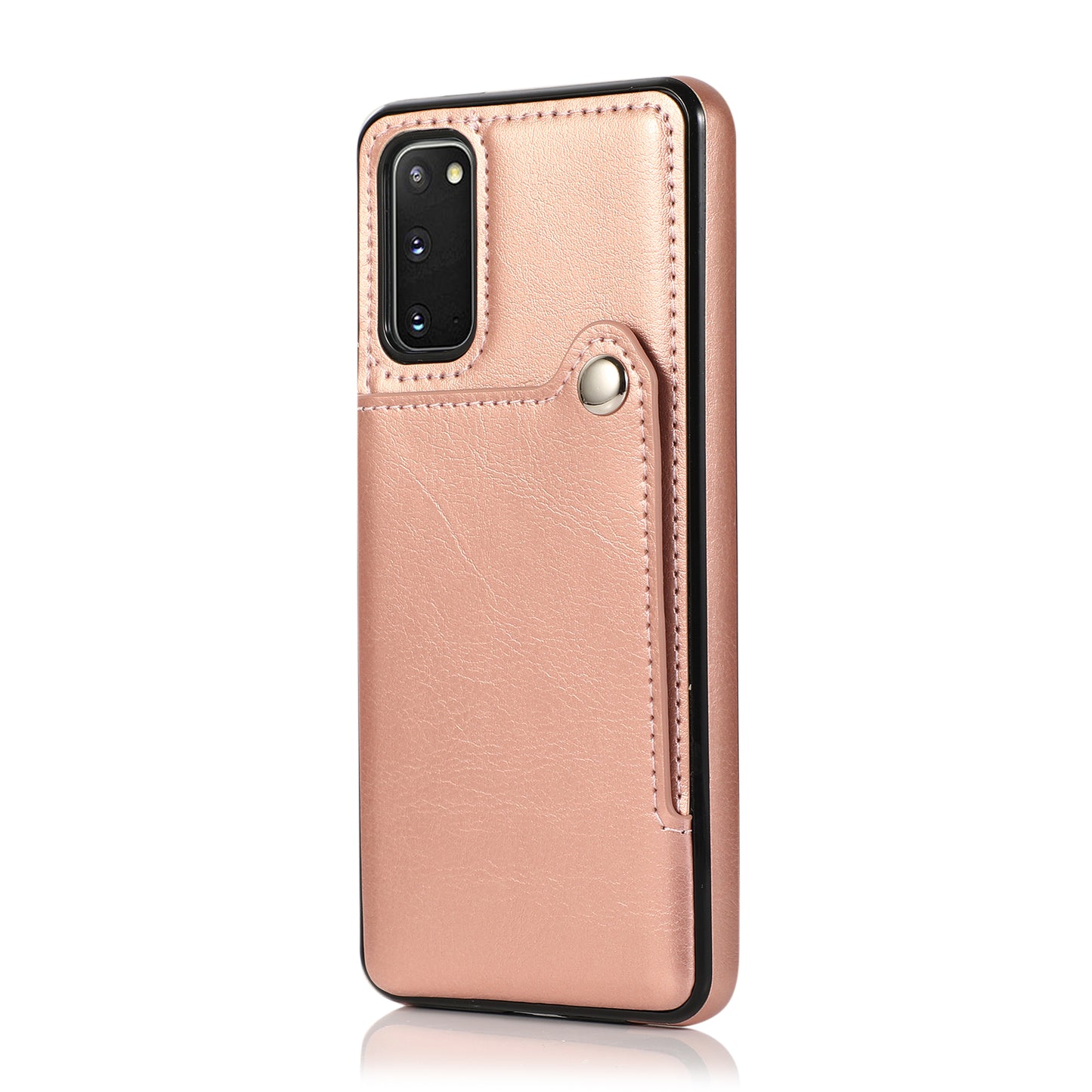 Kickstand Card Slots TPU + PU Leather Phone Protective Case for Samsung Galaxy S20 FE 4G/FE 5G/S20 Lite/S20 FE 2022 - Rose Gold