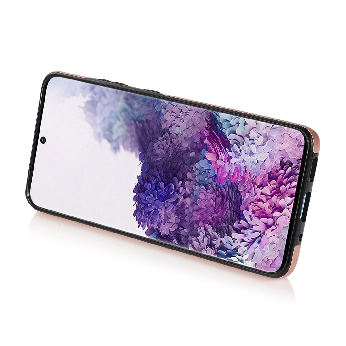 Kickstand Card Slots TPU + PU Leather Phone Protective Case for Samsung Galaxy S20 FE 4G/FE 5G/S20 Lite/S20 FE 2022 - Rose Gold