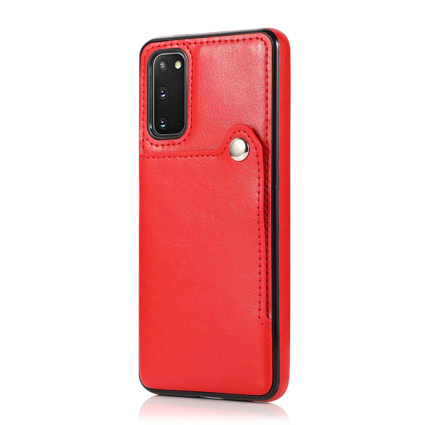 Kickstand Card Slots TPU + PU Leather Phone Protective Case for Samsung Galaxy S20 FE 4G/FE 5G/S20 Lite/S20 FE 2022 - Red