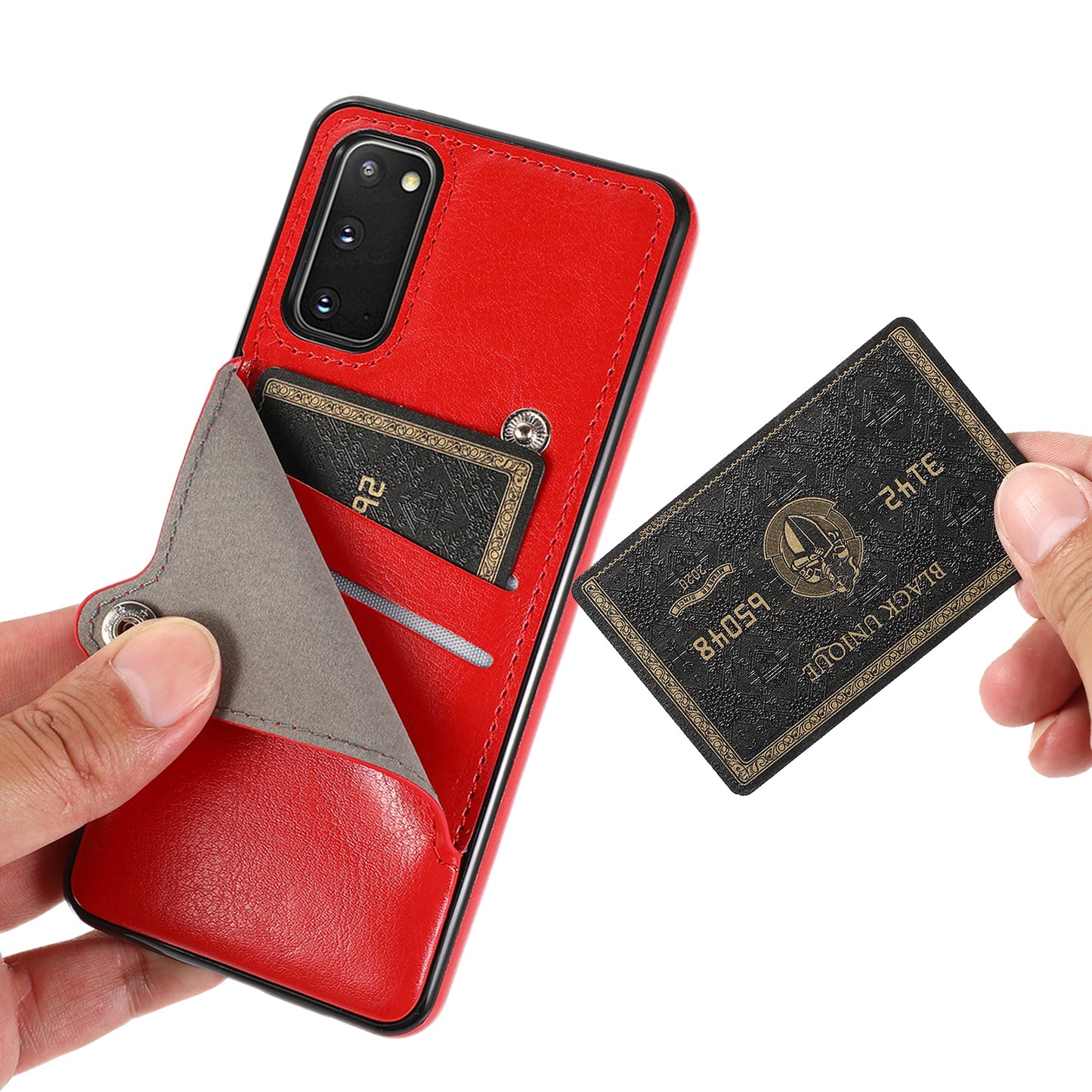 Kickstand Card Slots TPU + PU Leather Phone Protective Case for Samsung Galaxy S20 FE 4G/FE 5G/S20 Lite/S20 FE 2022 - Red