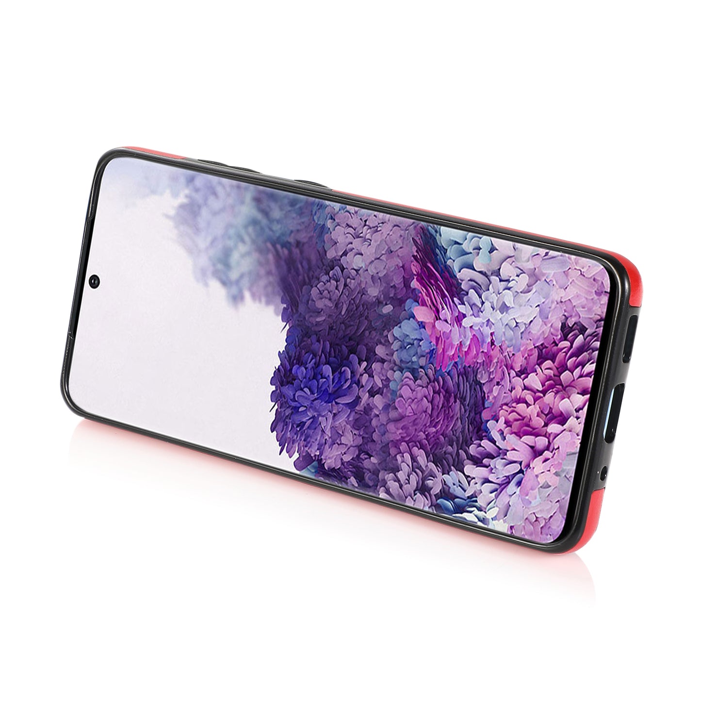 Kickstand Card Slots TPU + PU Leather Phone Protective Case for Samsung Galaxy S20 FE 4G/FE 5G/S20 Lite/S20 FE 2022 - Red