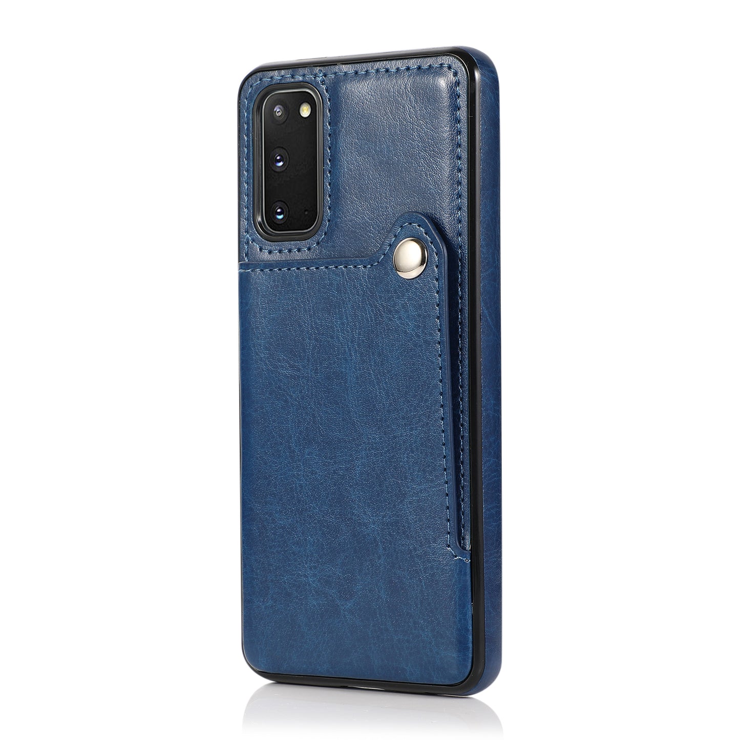 Kickstand Card Slots TPU + PU Leather Phone Protective Case for Samsung Galaxy S20 FE 4G/FE 5G/S20 Lite/S20 FE 2022 - Blue