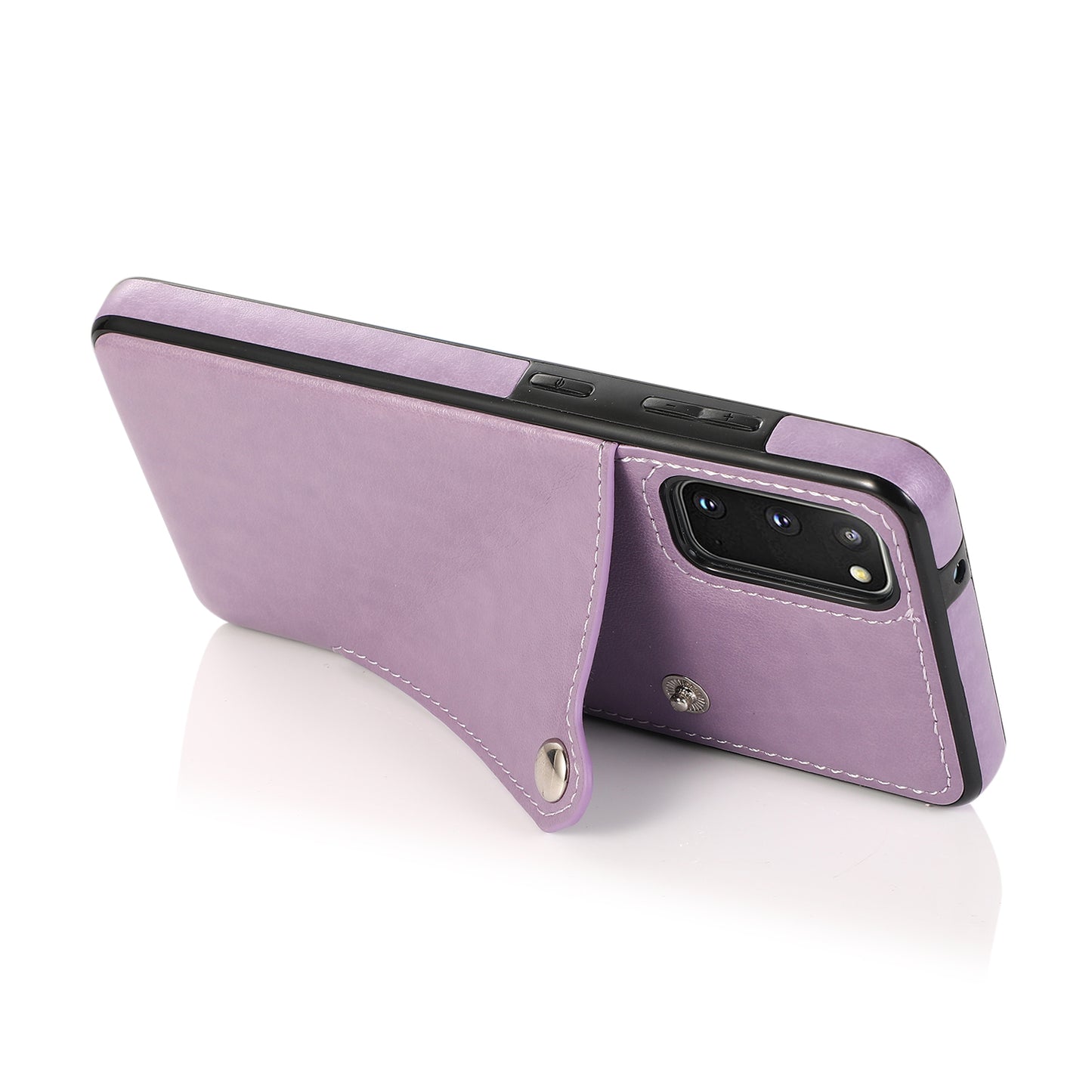 Kickstand Card Slots TPU + PU Leather Phone Protective Case for Samsung Galaxy S20 FE 4G/FE 5G/S20 Lite/S20 FE 2022 - Purple