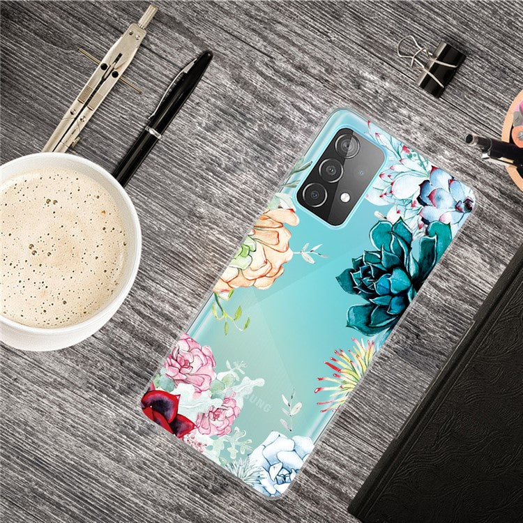 Pattern Printing TPU Phone Shell Case for Samsung Galaxy A32 5G/M32 5G - Beautiful Flower