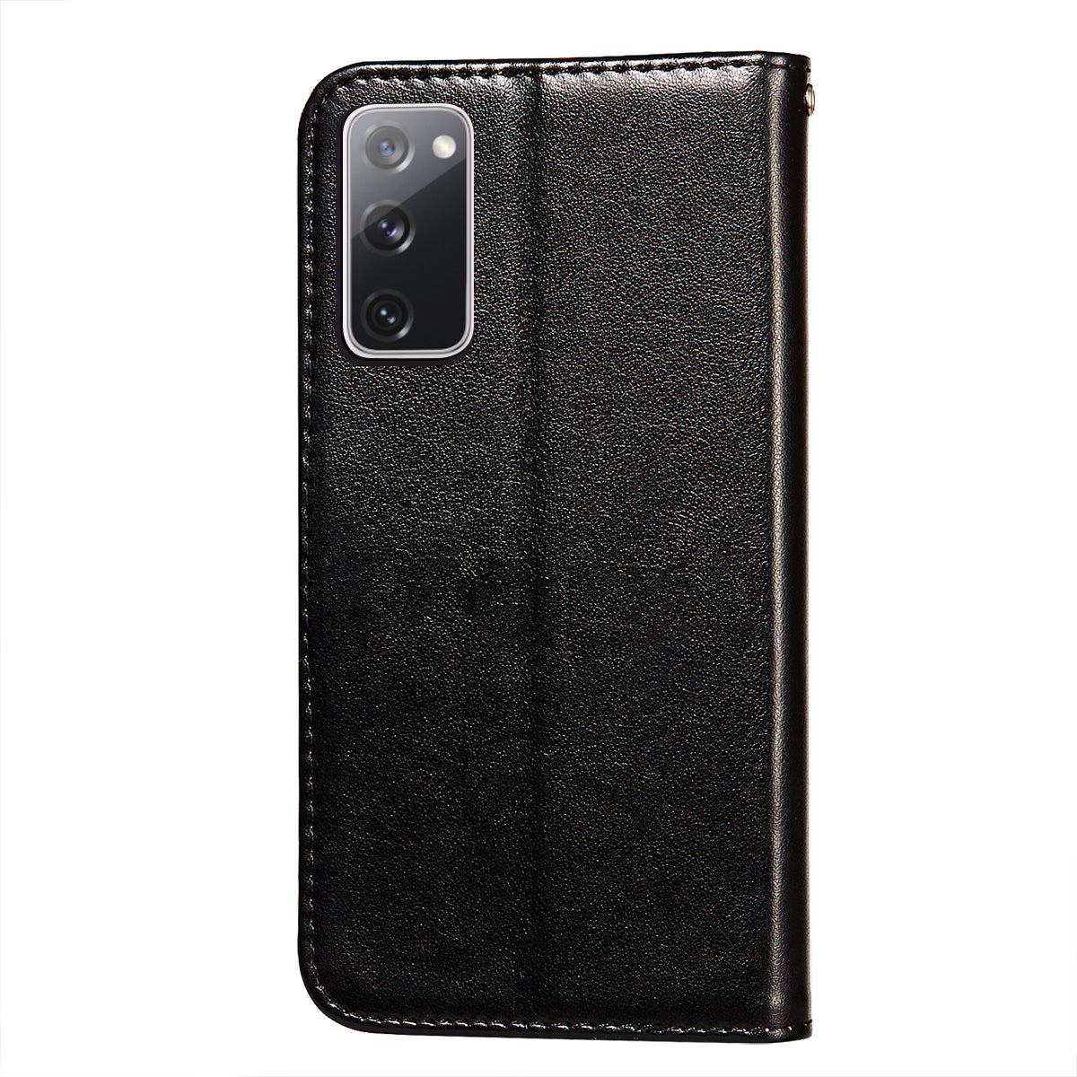Dual-sided Magnetic Clasp Leather Wallet Stand Phone Case Shell for Samsung Galaxy S20 FE 4G/FE 5G/S20 Lite/S20 FE 2022 - Black