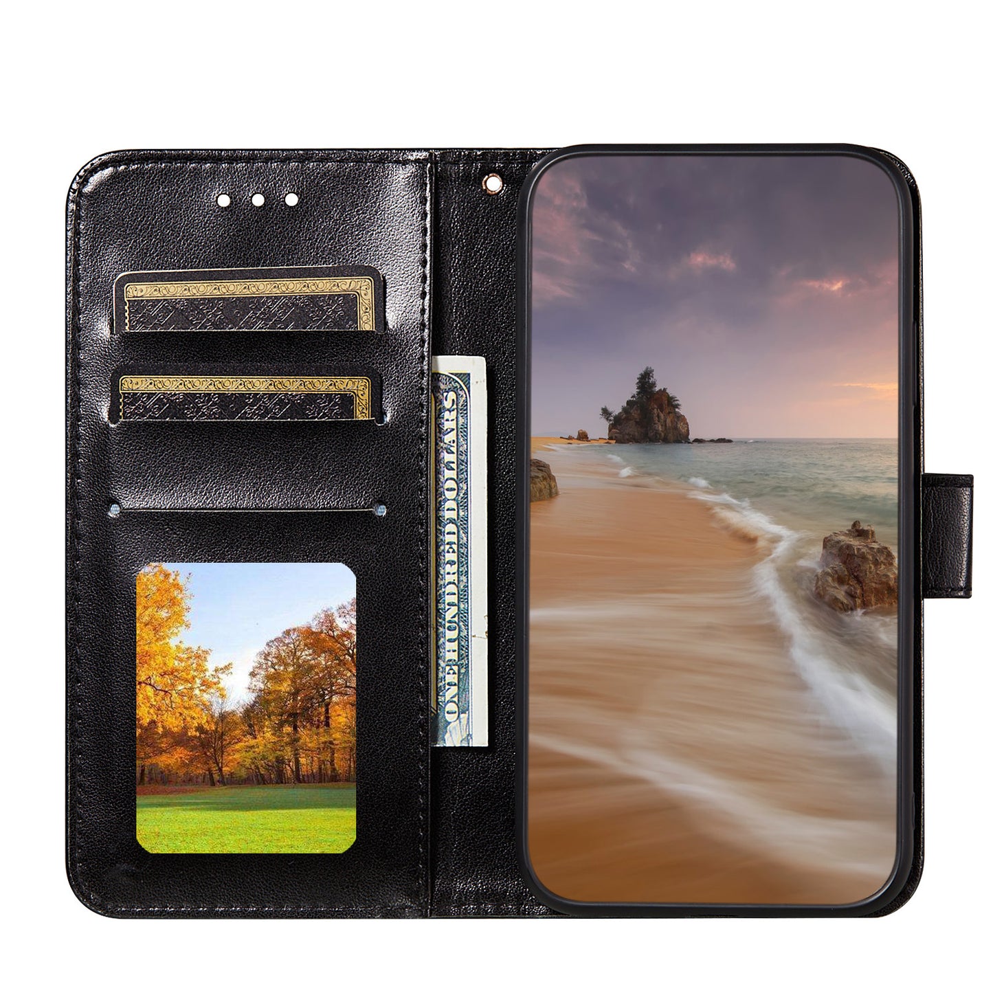 Dual-sided Magnetic Clasp Leather Wallet Stand Phone Case Shell for Samsung Galaxy S20 FE 4G/FE 5G/S20 Lite/S20 FE 2022 - Black