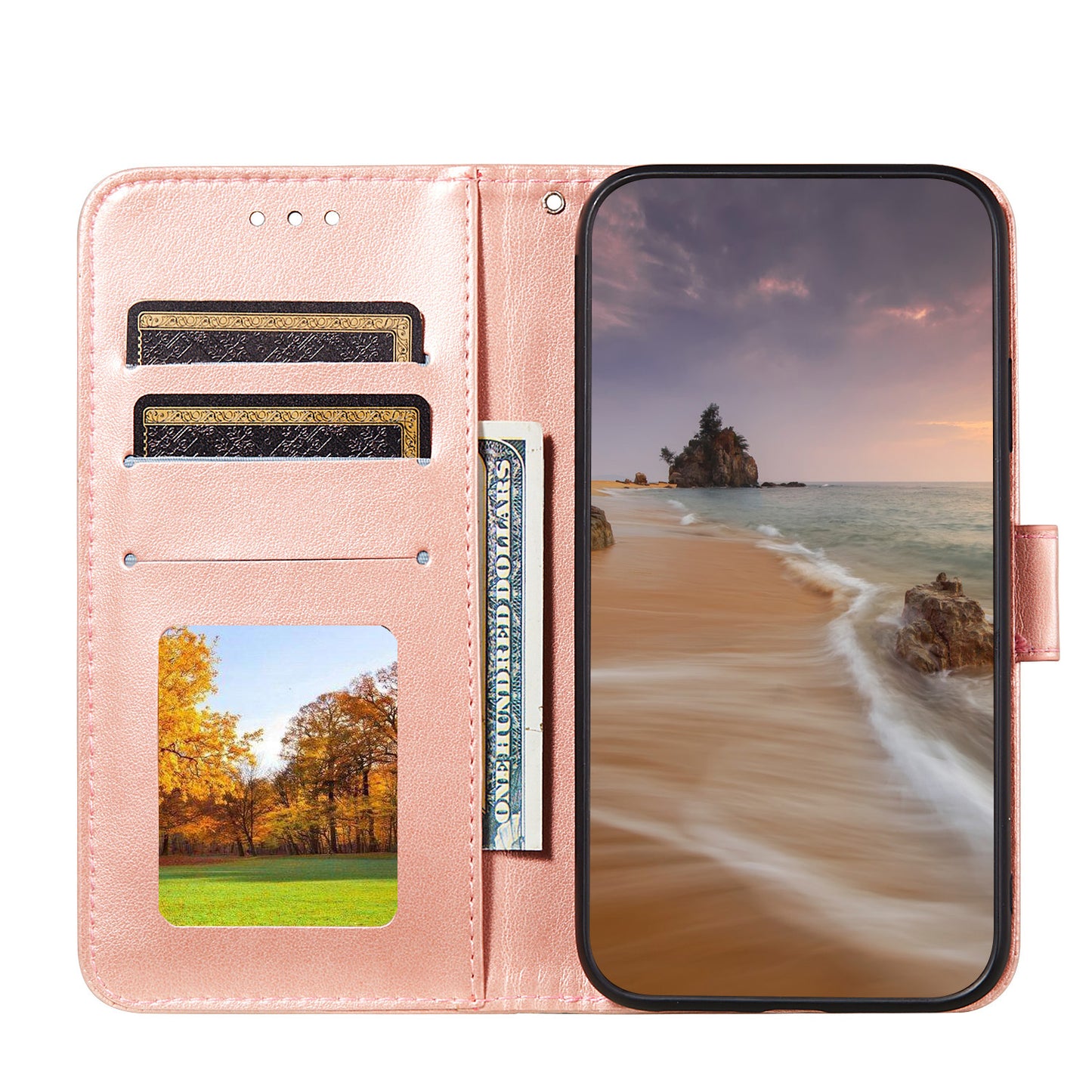 Dual-sided Magnetic Clasp Leather Wallet Stand Phone Case Shell for Samsung Galaxy S20 FE 4G/FE 5G/S20 Lite/S20 FE 2022 - Rose Gold