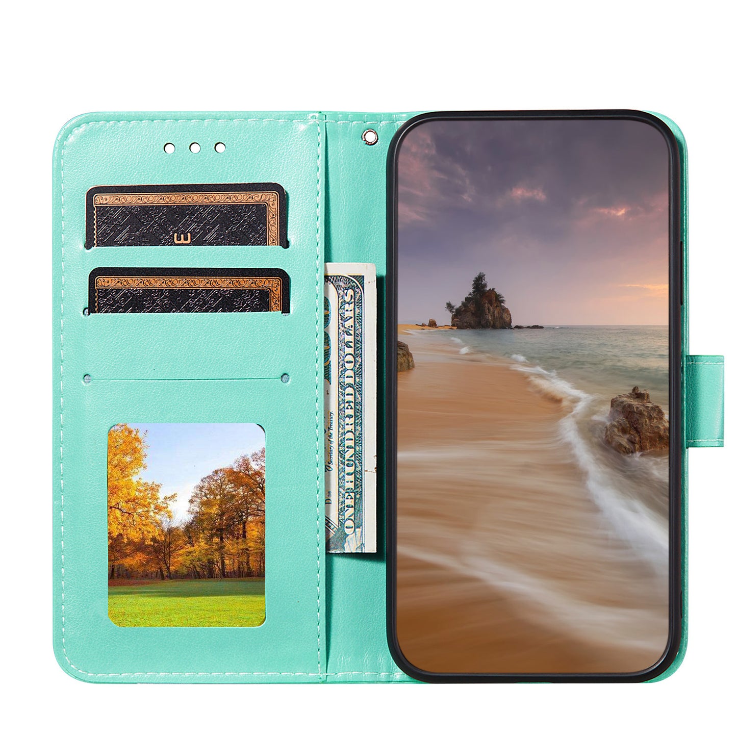 Dual-sided Magnetic Clasp Leather Wallet Stand Phone Case Shell for Samsung Galaxy S20 FE 4G/FE 5G/S20 Lite/S20 FE 2022 - Green