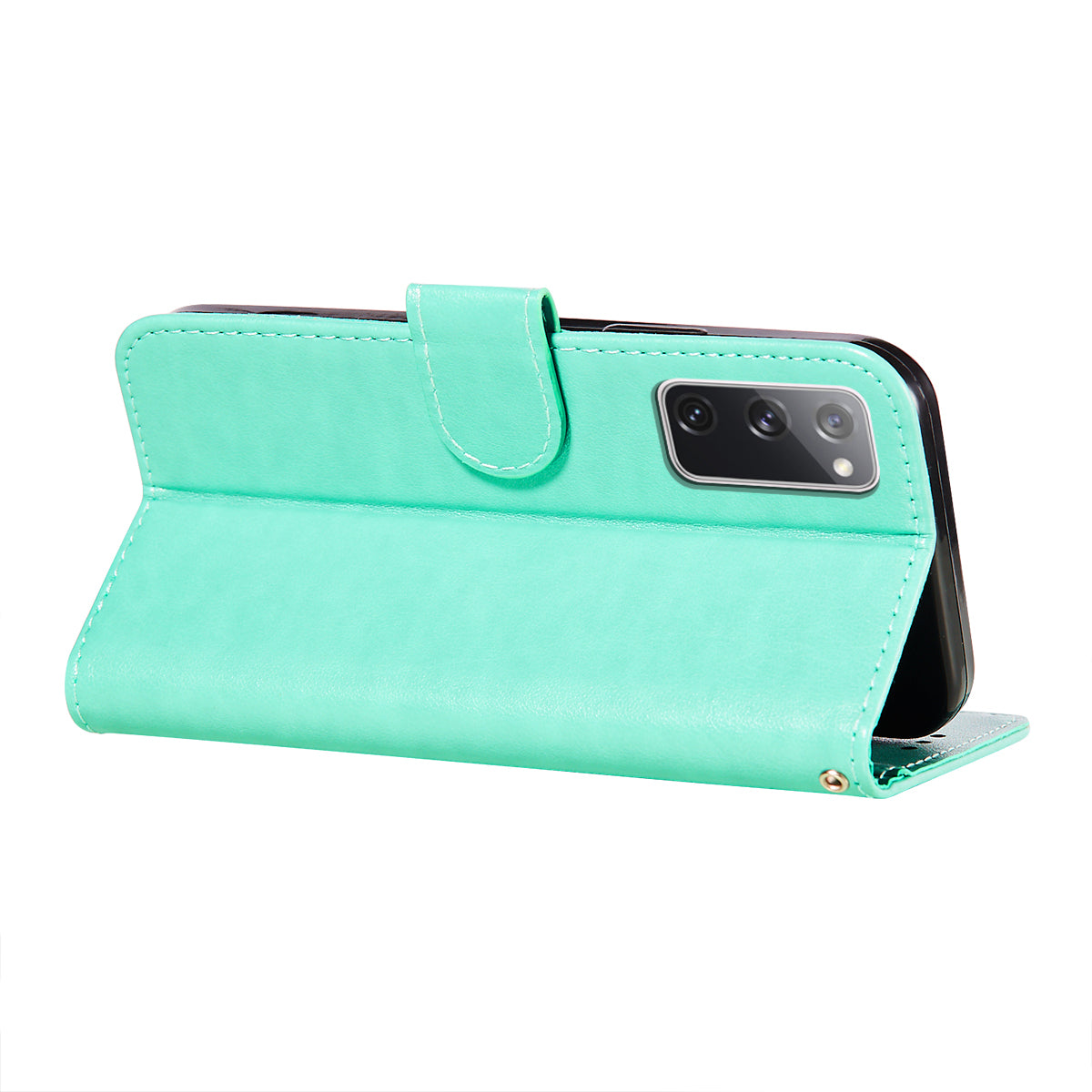 Dual-sided Magnetic Clasp Leather Wallet Stand Phone Case Shell for Samsung Galaxy S20 FE 4G/FE 5G/S20 Lite/S20 FE 2022 - Green