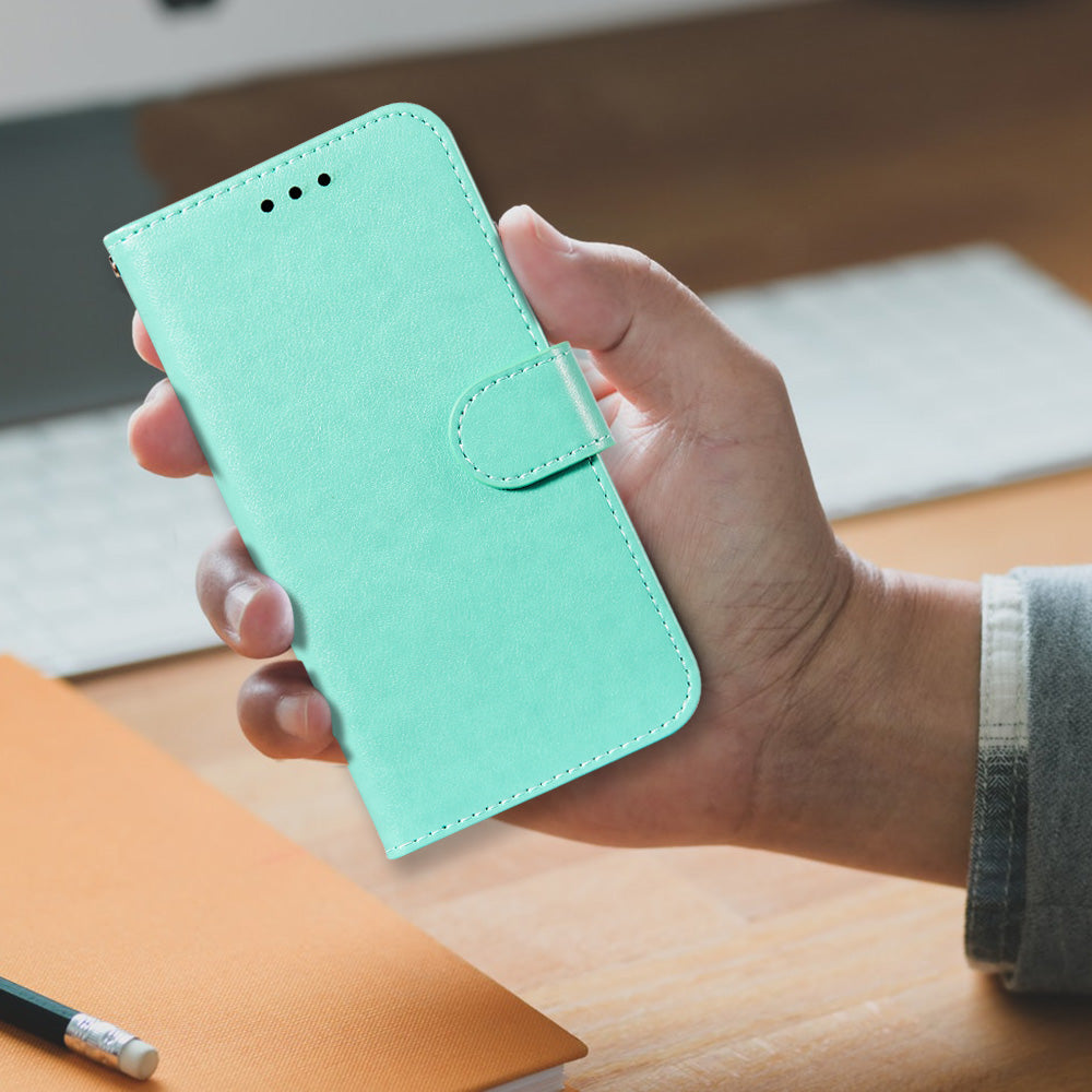 Dual-sided Magnetic Clasp Leather Wallet Stand Phone Case Shell for Samsung Galaxy S20 FE 4G/FE 5G/S20 Lite/S20 FE 2022 - Green