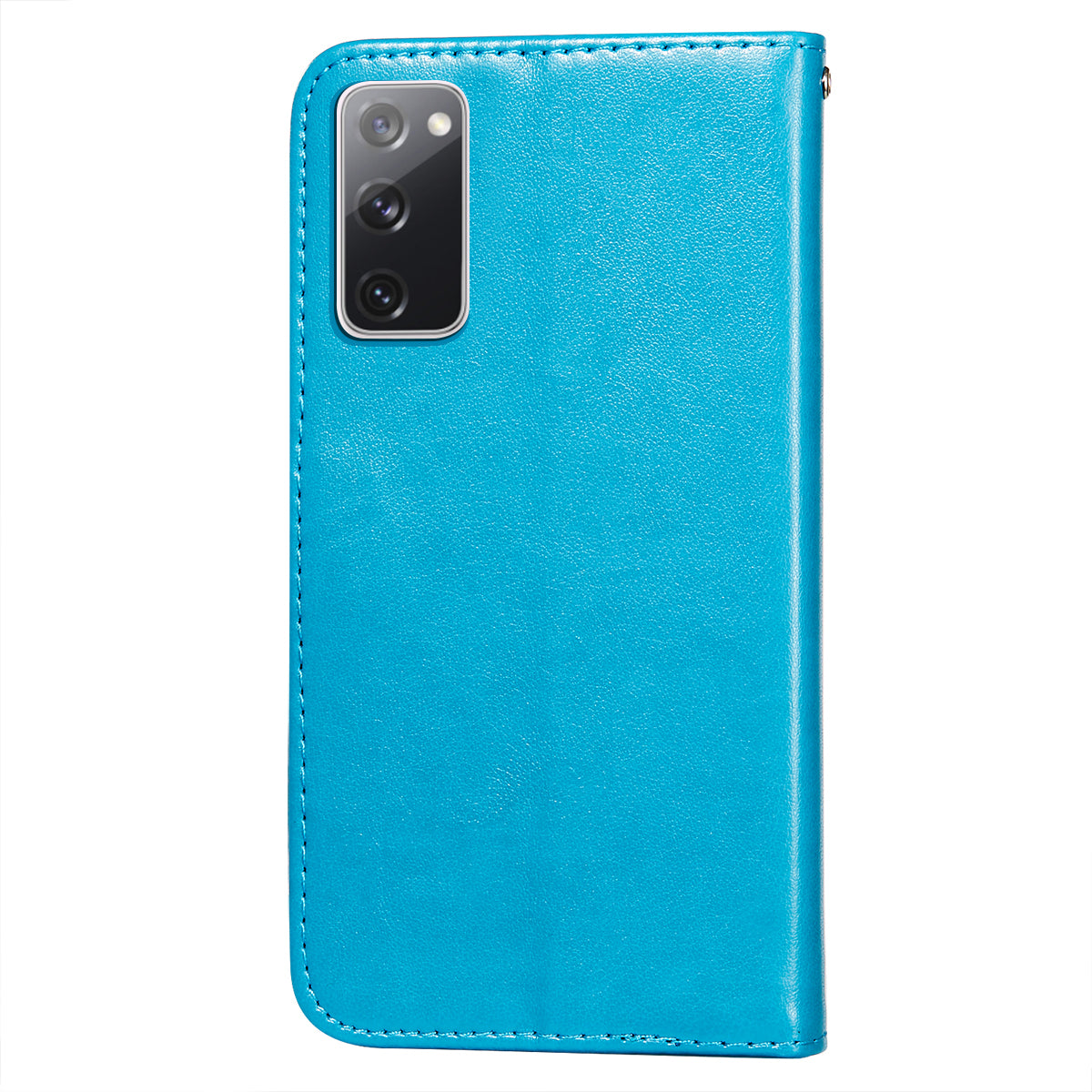 Dual-sided Magnetic Clasp Leather Wallet Stand Phone Case Shell for Samsung Galaxy S20 FE 4G/FE 5G/S20 Lite/S20 FE 2022 - Blue