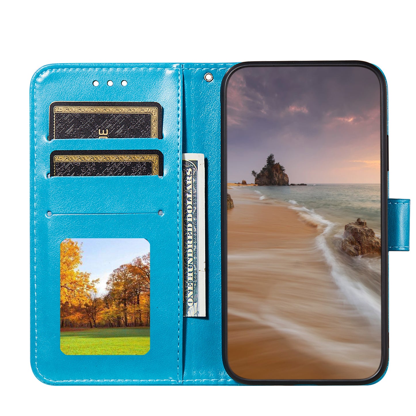 Dual-sided Magnetic Clasp Leather Wallet Stand Phone Case Shell for Samsung Galaxy S20 FE 4G/FE 5G/S20 Lite/S20 FE 2022 - Blue