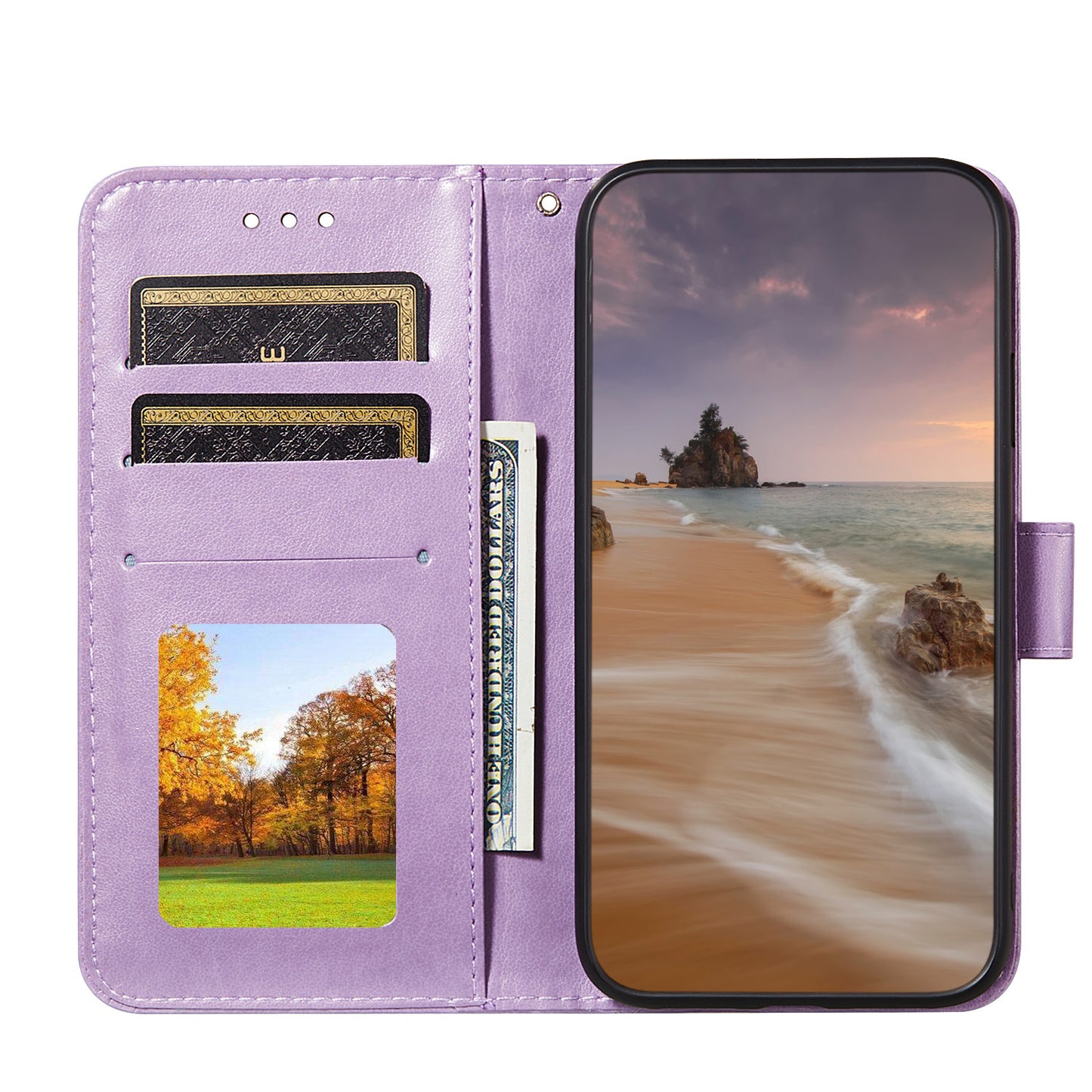 Dual-sided Magnetic Clasp Leather Wallet Stand Phone Case Shell for Samsung Galaxy S20 FE 4G/FE 5G/S20 Lite/S20 FE 2022 - Purple