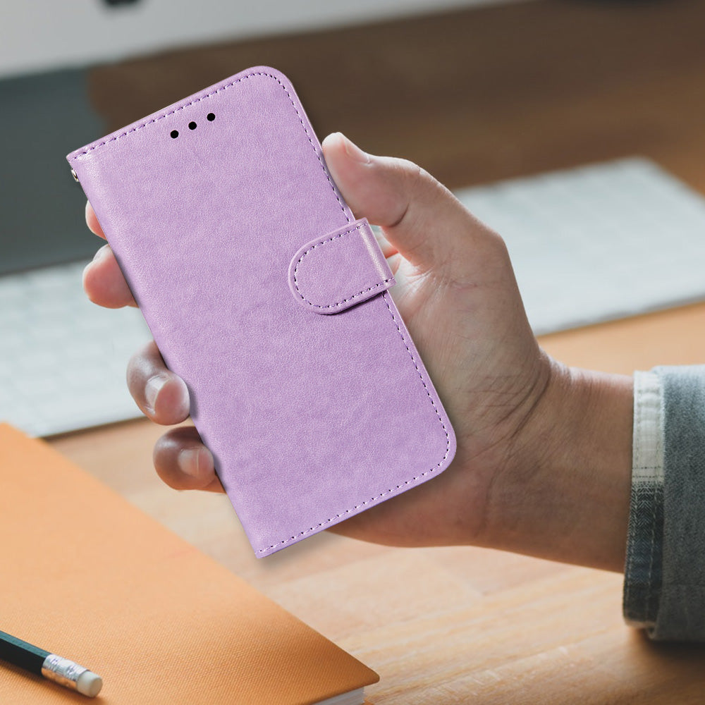 Dual-sided Magnetic Clasp Leather Wallet Stand Phone Case Shell for Samsung Galaxy S20 FE 4G/FE 5G/S20 Lite/S20 FE 2022 - Purple
