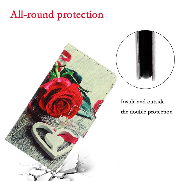 PU Leather Wallet Stand Phone Protective Case for Samsung Galaxy S21+ 5G - Rose