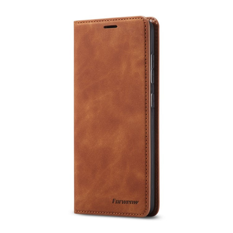 FORWENW Fantasy Series Skin-Touch Feeling Leather Wallet Stand Case for Samsung Galaxy S21 Plus 5G - Brown