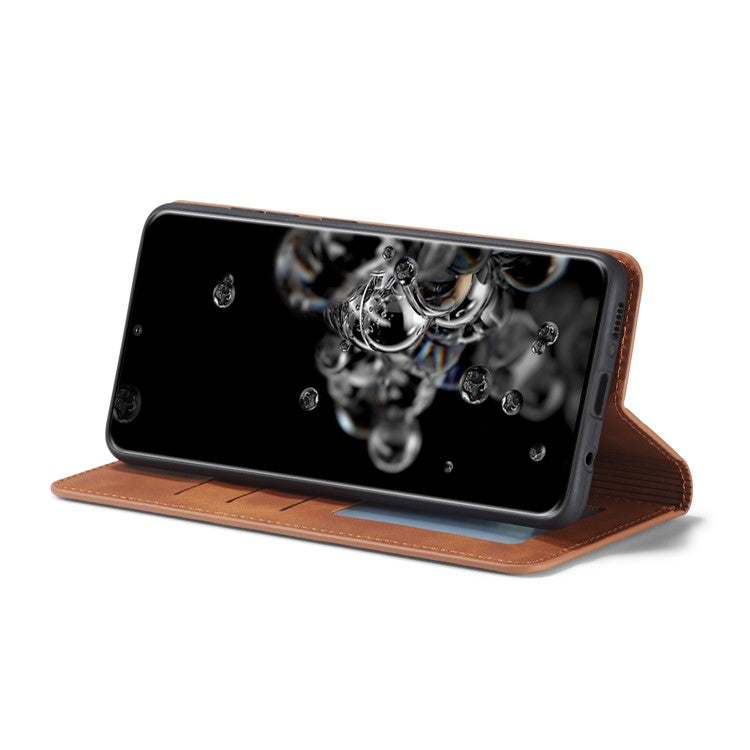 FORWENW Fantasy Series Skin-Touch Feeling Leather Wallet Stand Case for Samsung Galaxy S21 Plus 5G - Brown