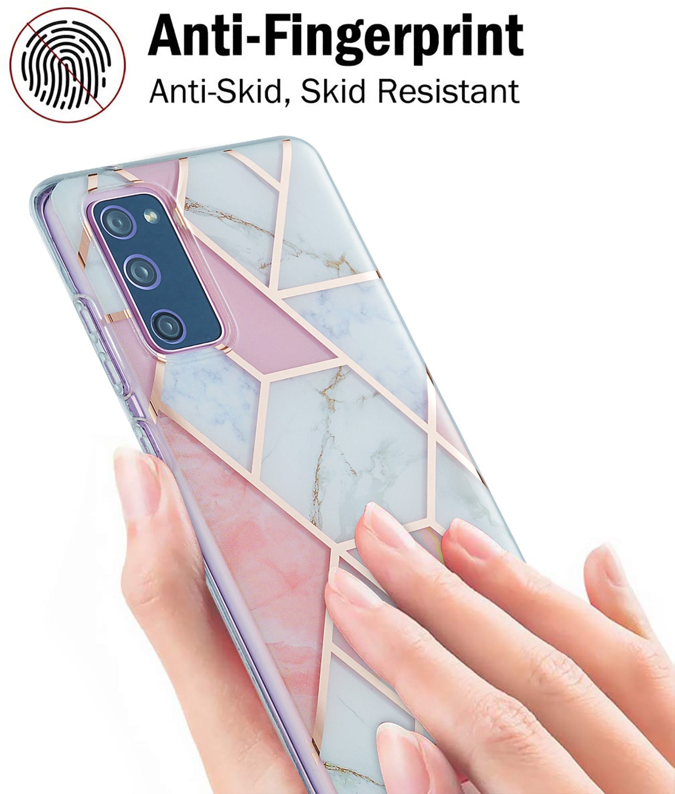 IML IMD Marble Pattern 2.0mm TPU Phone Cover Case Electroplating for Samsung Galaxy S20 FE 4G/FE 5G/S20 Lite/S20 FE 2022 - Pink