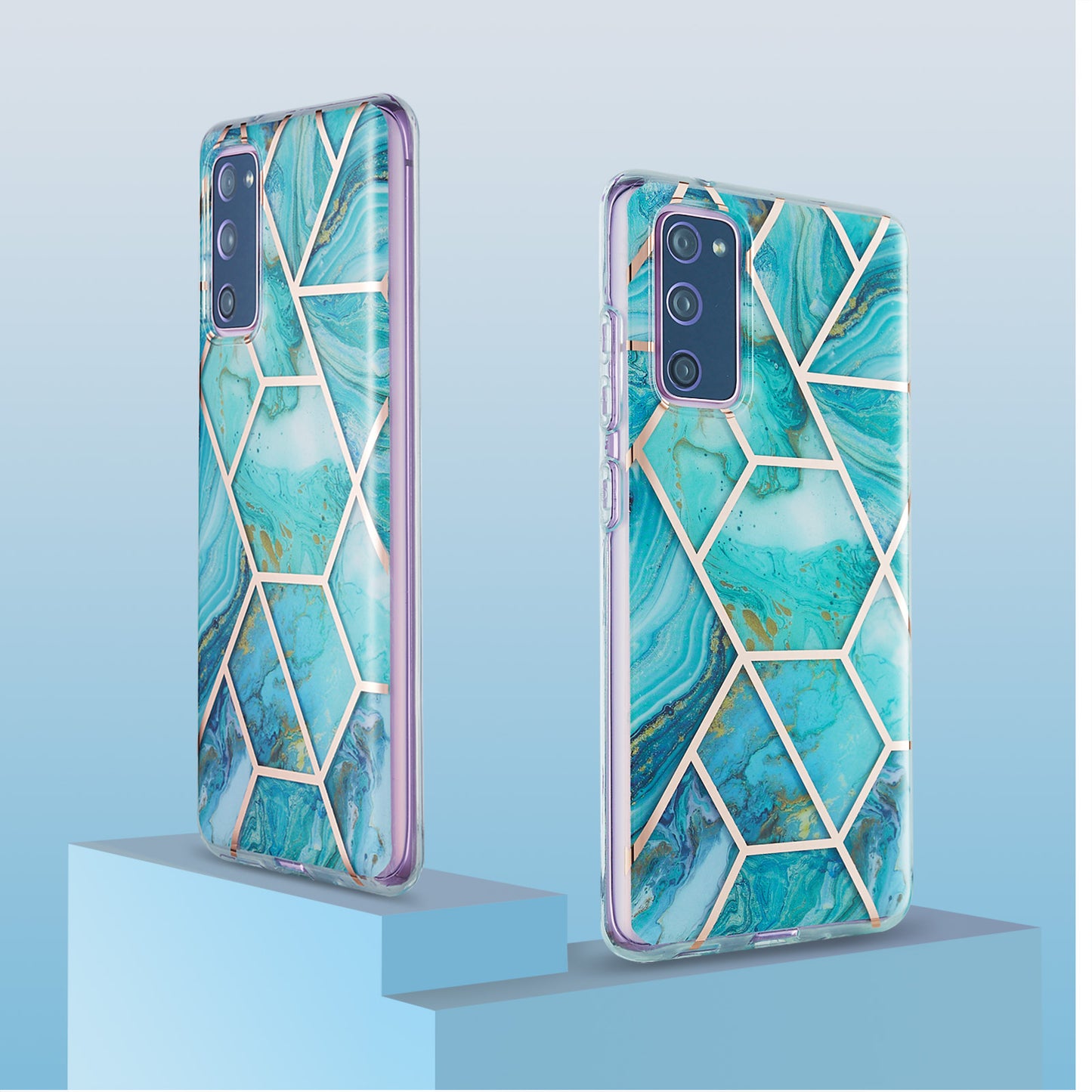 IML IMD Marble Pattern 2.0mm TPU Phone Cover Case Electroplating for Samsung Galaxy S20 FE 4G/FE 5G/S20 Lite/S20 FE 2022 - Green