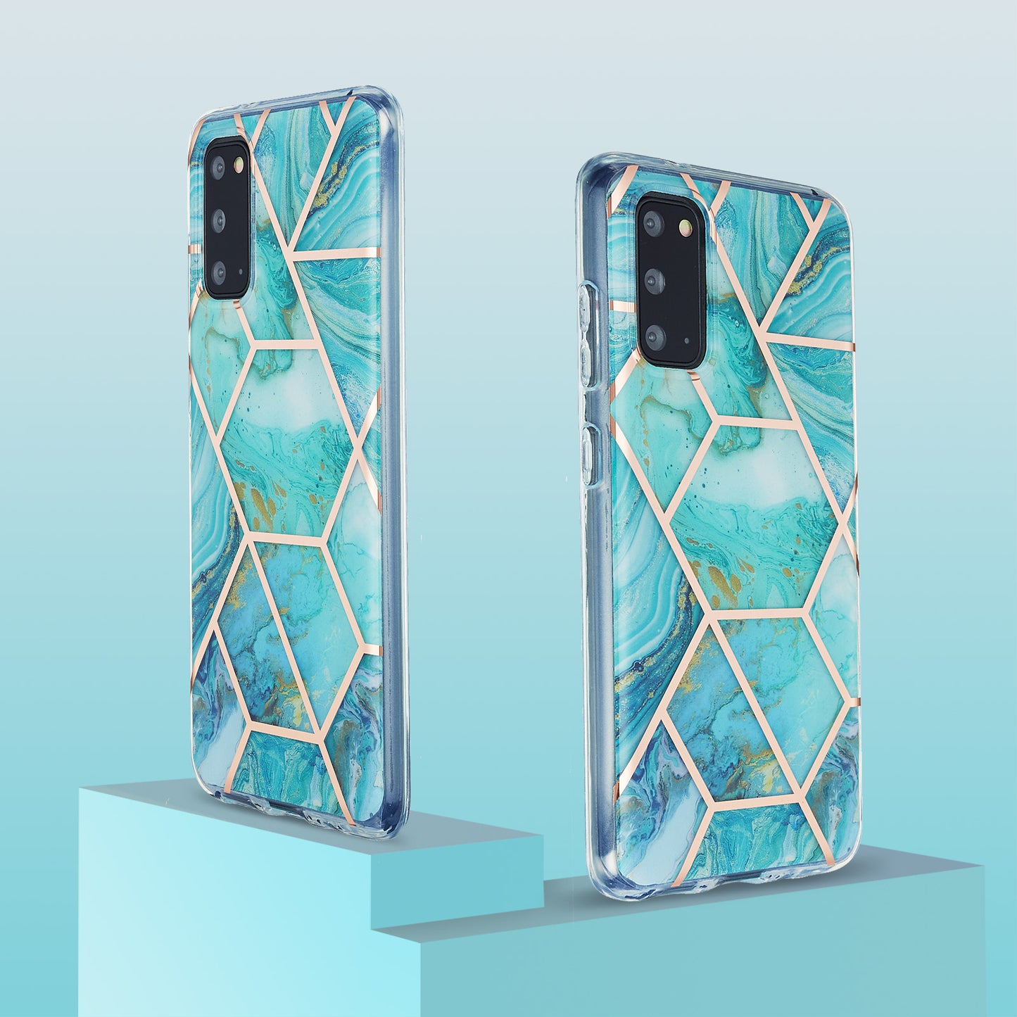 IML IMD Marble Pattern Electroplating Flexible TPU Phone Cover Case for Samsung Galaxy S20 4G/S20 5G - Green