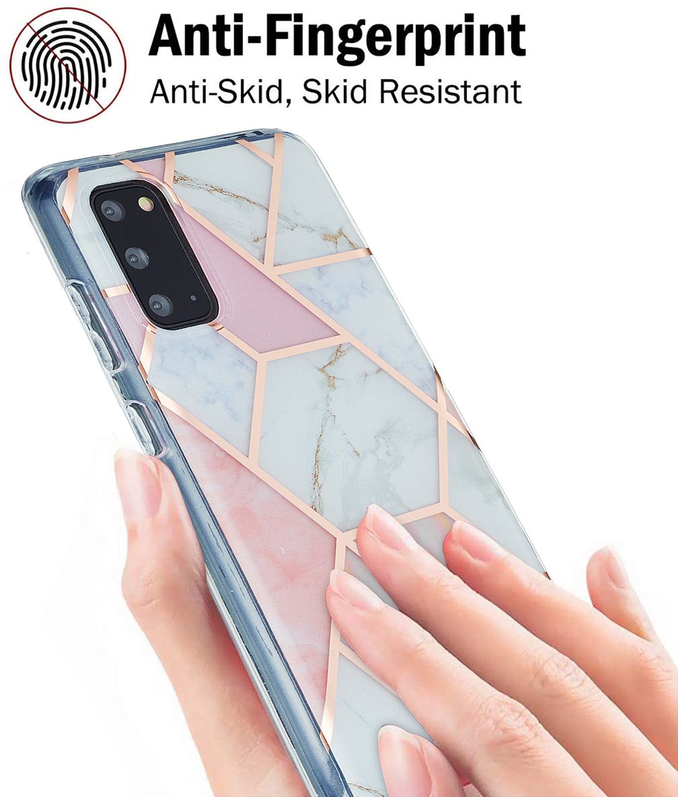 IML IMD Marble Pattern Electroplating Flexible TPU Phone Cover Case for Samsung Galaxy S20 4G/S20 5G - Pink