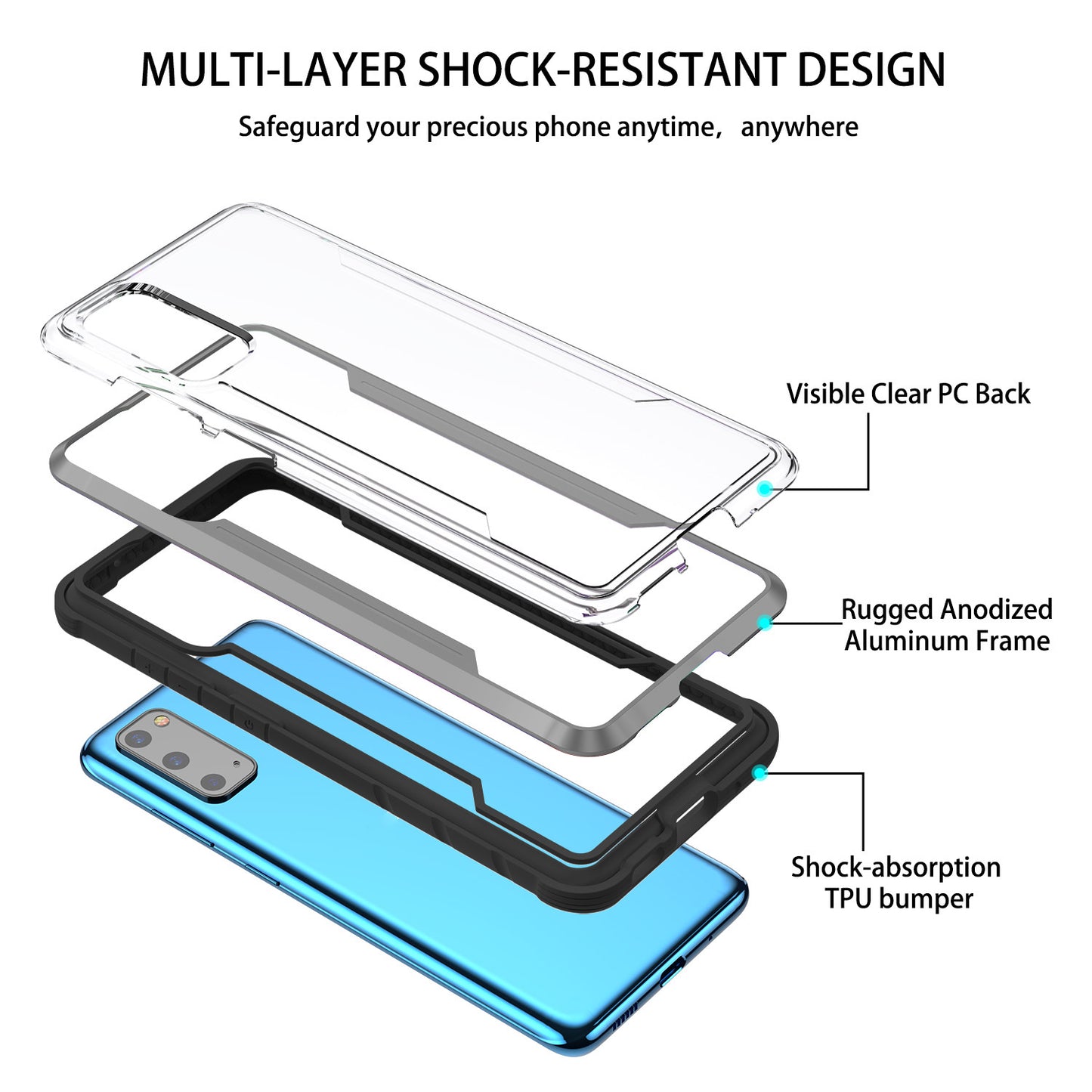 Full Protection Anti-Drop Hybrid Cover Phone Shell for Samsung Galaxy S20 4G/S20 5G - Dark Grey