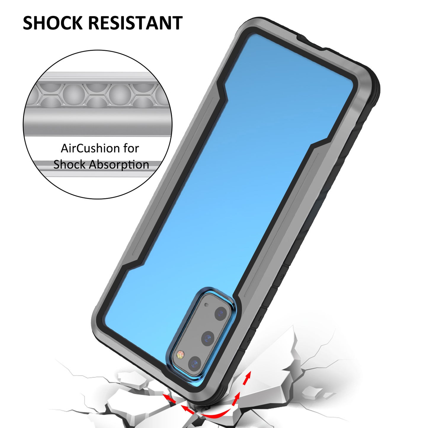 Full Protection Anti-Drop Hybrid Cover Phone Shell for Samsung Galaxy S20 4G/S20 5G - Dark Grey
