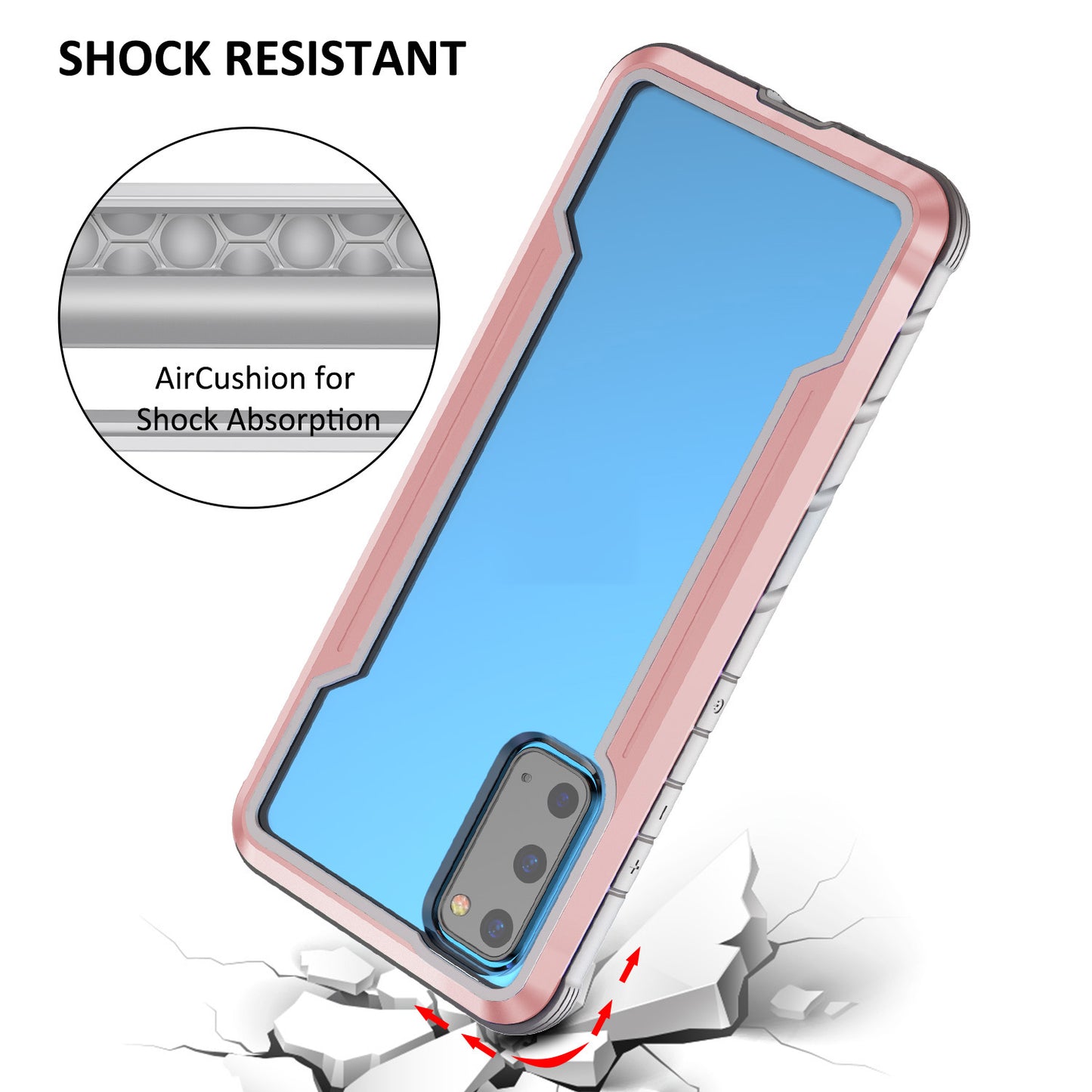 Full Protection Anti-Drop Hybrid Cover Phone Shell for Samsung Galaxy S20 4G/S20 5G - Rose Gold