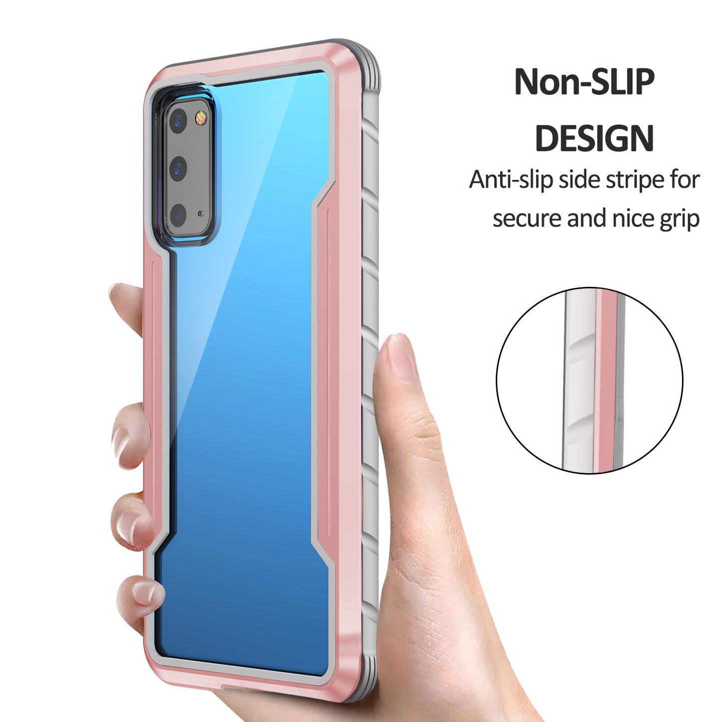 Full Protection Anti-Drop Hybrid Cover Phone Shell for Samsung Galaxy S20 4G/S20 5G - Rose Gold