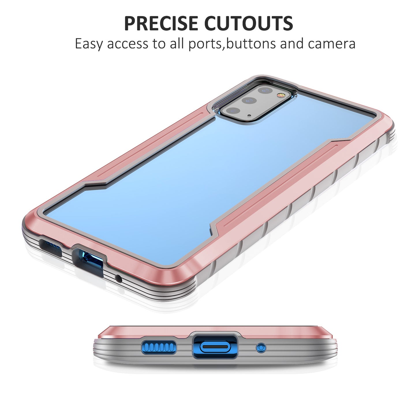 Full Protection Anti-Drop Hybrid Cover Phone Shell for Samsung Galaxy S20 4G/S20 5G - Rose Gold
