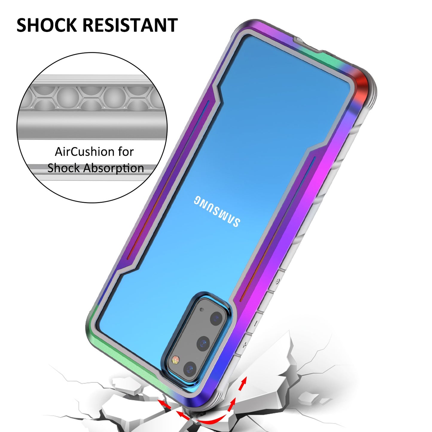 Full Protection Anti-Drop Hybrid Cover Phone Shell for Samsung Galaxy S20 4G/S20 5G - Multi-color