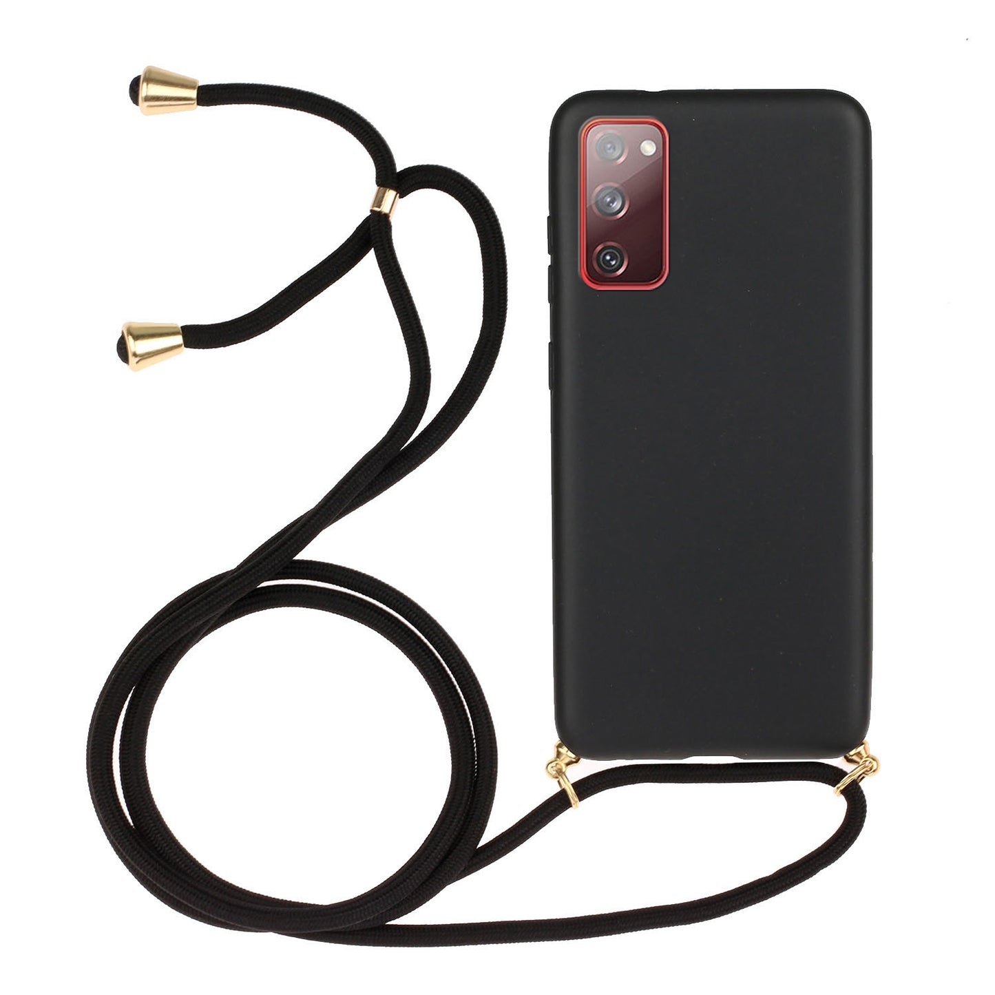 For Samsung Galaxy S20 FE 4G/FE 5G/S20 Lite/S20 FE 2022 TPU + Wheat Straw Phone Case with Strap - Black