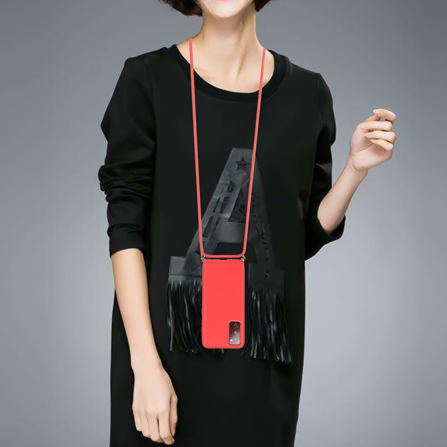 For Samsung Galaxy S20 FE 4G/FE 5G/S20 Lite/S20 FE 2022 TPU + Wheat Straw Phone Case with Strap - Red