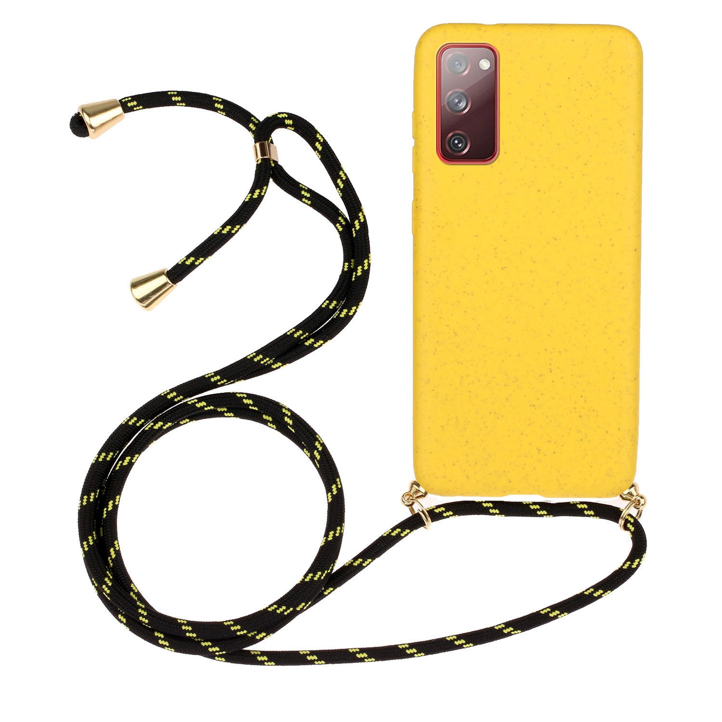 For Samsung Galaxy S20 FE 4G/FE 5G/S20 Lite/S20 FE 2022 TPU + Wheat Straw Phone Case with Strap - Yellow