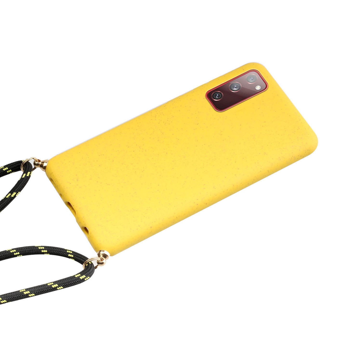 For Samsung Galaxy S20 FE 4G/FE 5G/S20 Lite/S20 FE 2022 TPU + Wheat Straw Phone Case with Strap - Yellow