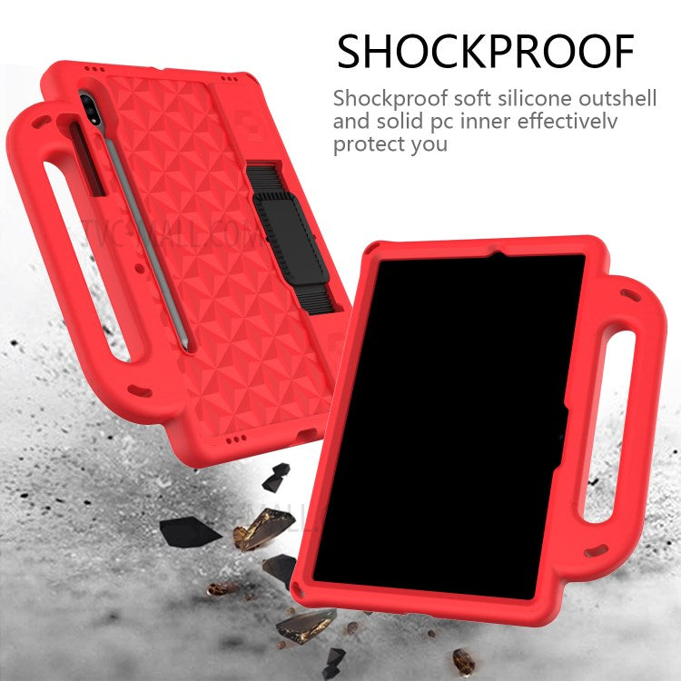 Rhombus Design EVA Protection Case + Shoulder Strap for Samsung Galaxy Tab S7 / S8 - Red